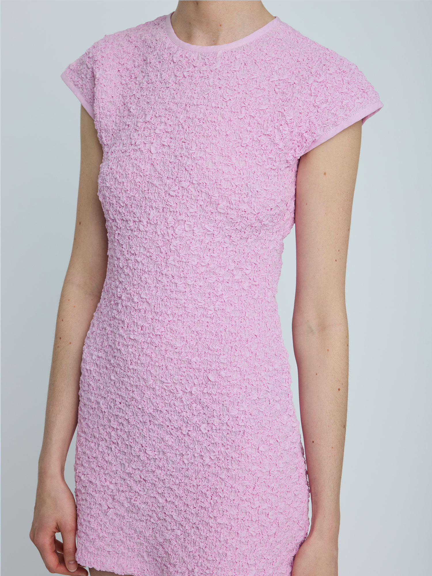 SHIRRED COTTON DRESS | PINK
