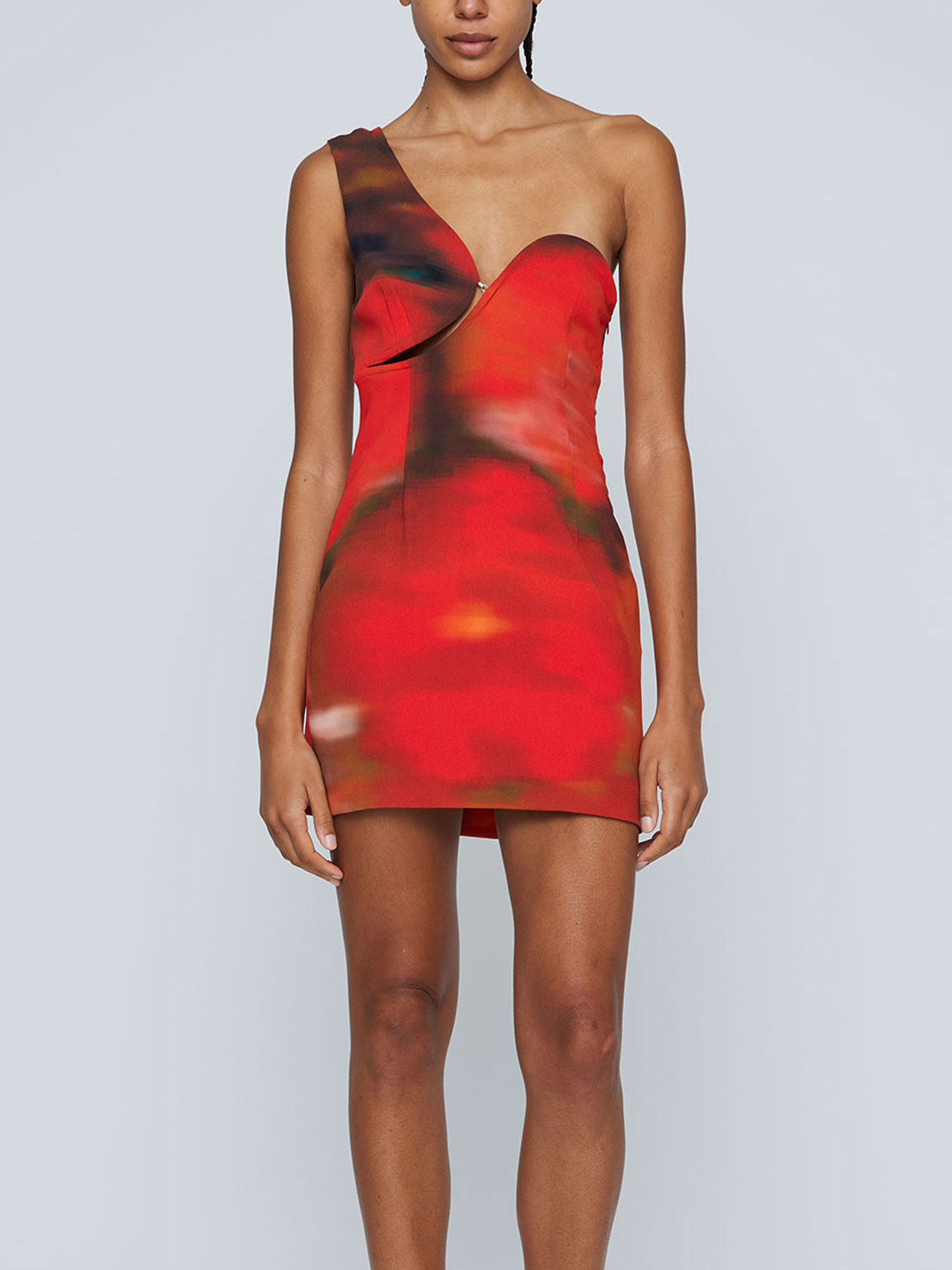 LILA ONE SHOULDER MINI DRESS - ROSE