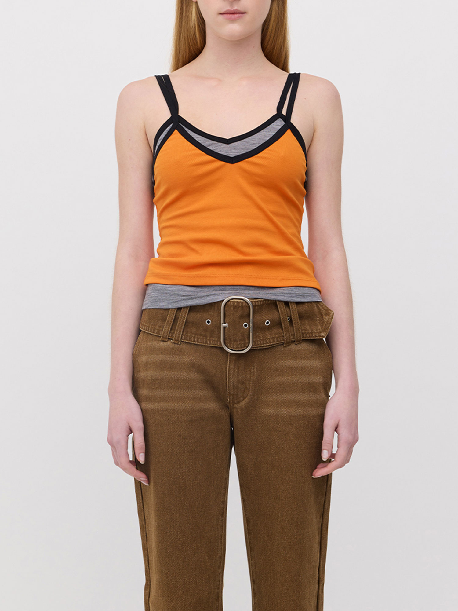 ISLA DOUBLE UP CAMISOLE | ORANGE/GREY MARLE
