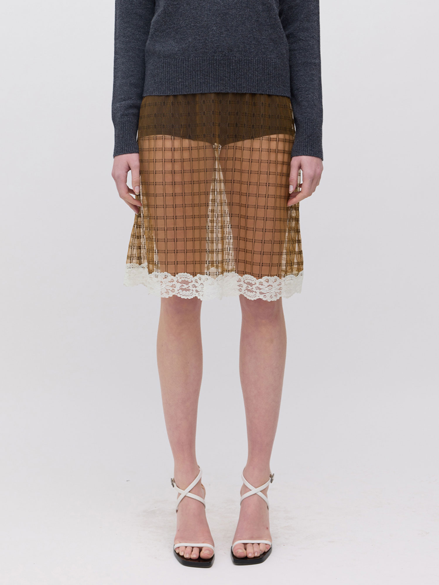 KERRA MIDI SKIRT | BROWN CHECK