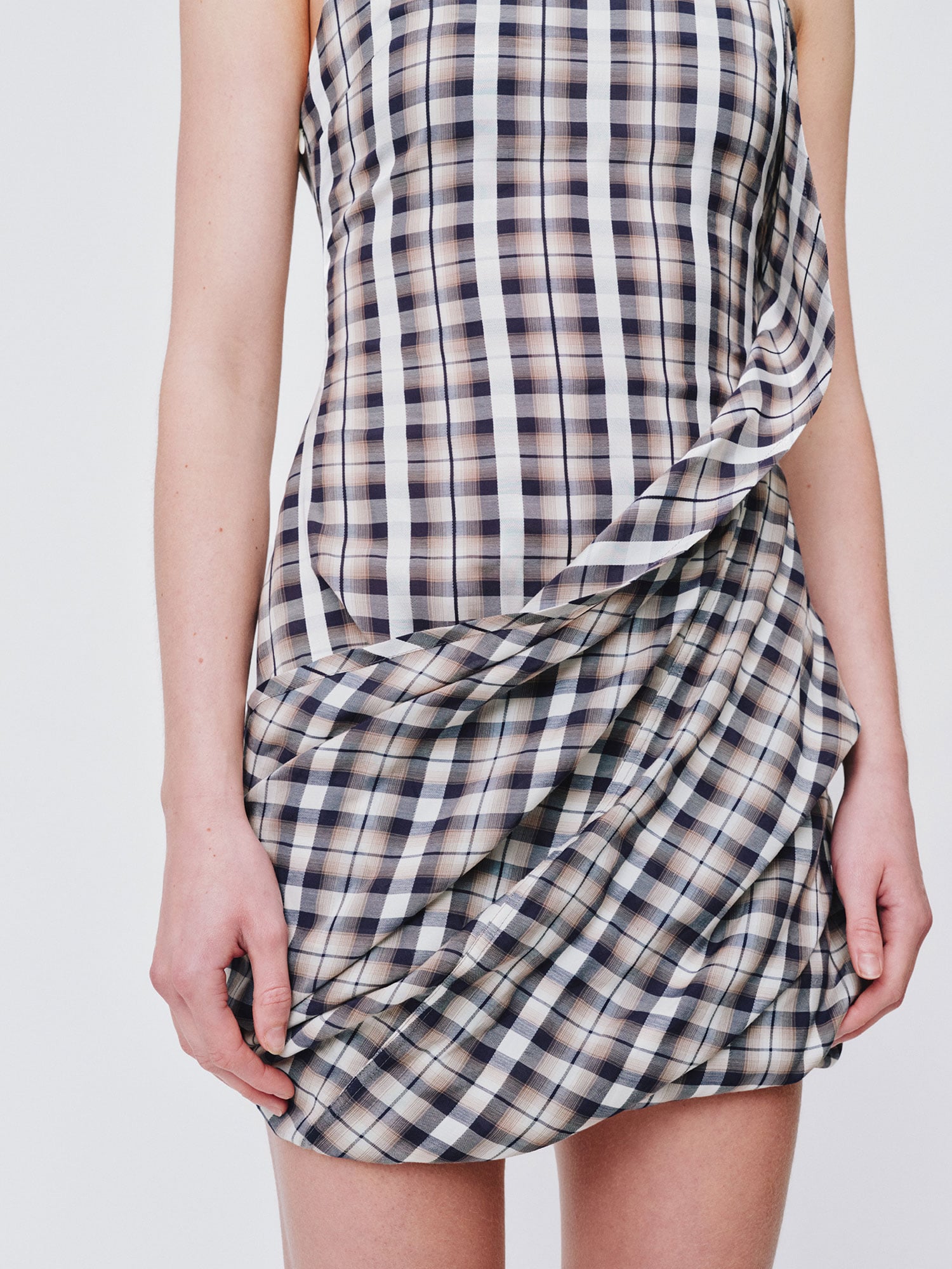 ROWAN TWIST MINI DRESS | NAVY WHITE CHECK