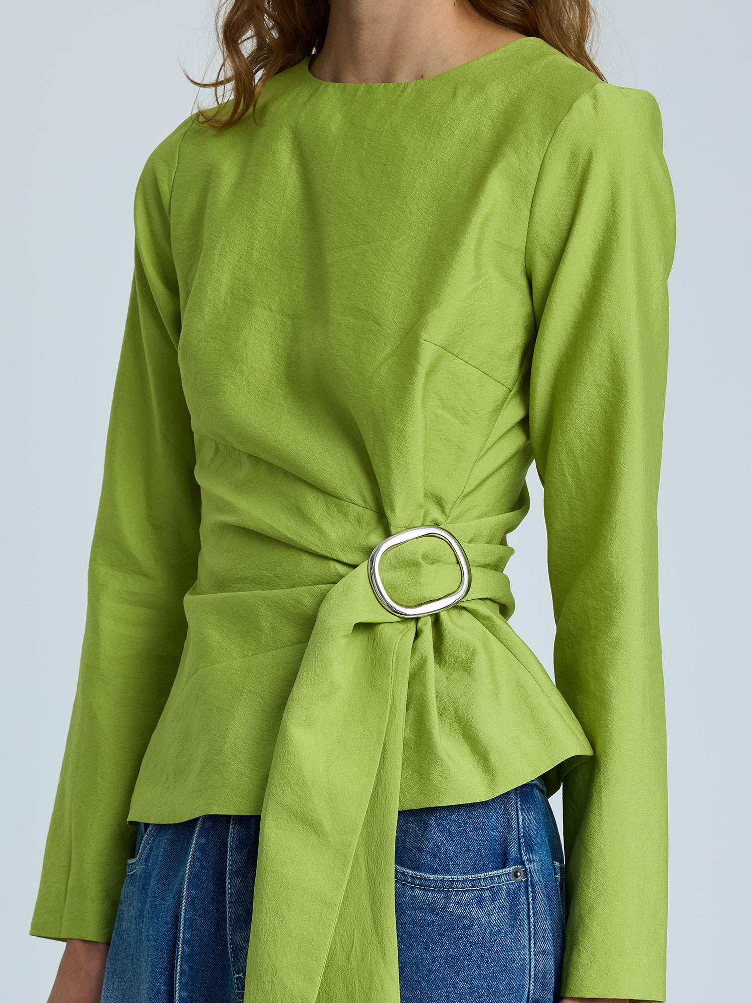 ASTRID BUCKLE LONG SLEEVE TOP | ACID GREEN
