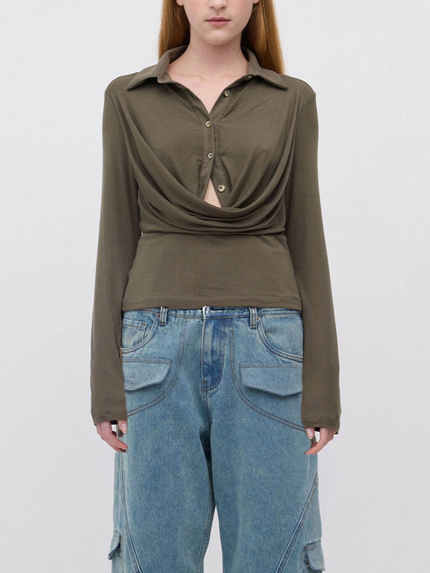 ANNIE LONG SLEEVE TOP | DARK SAGE