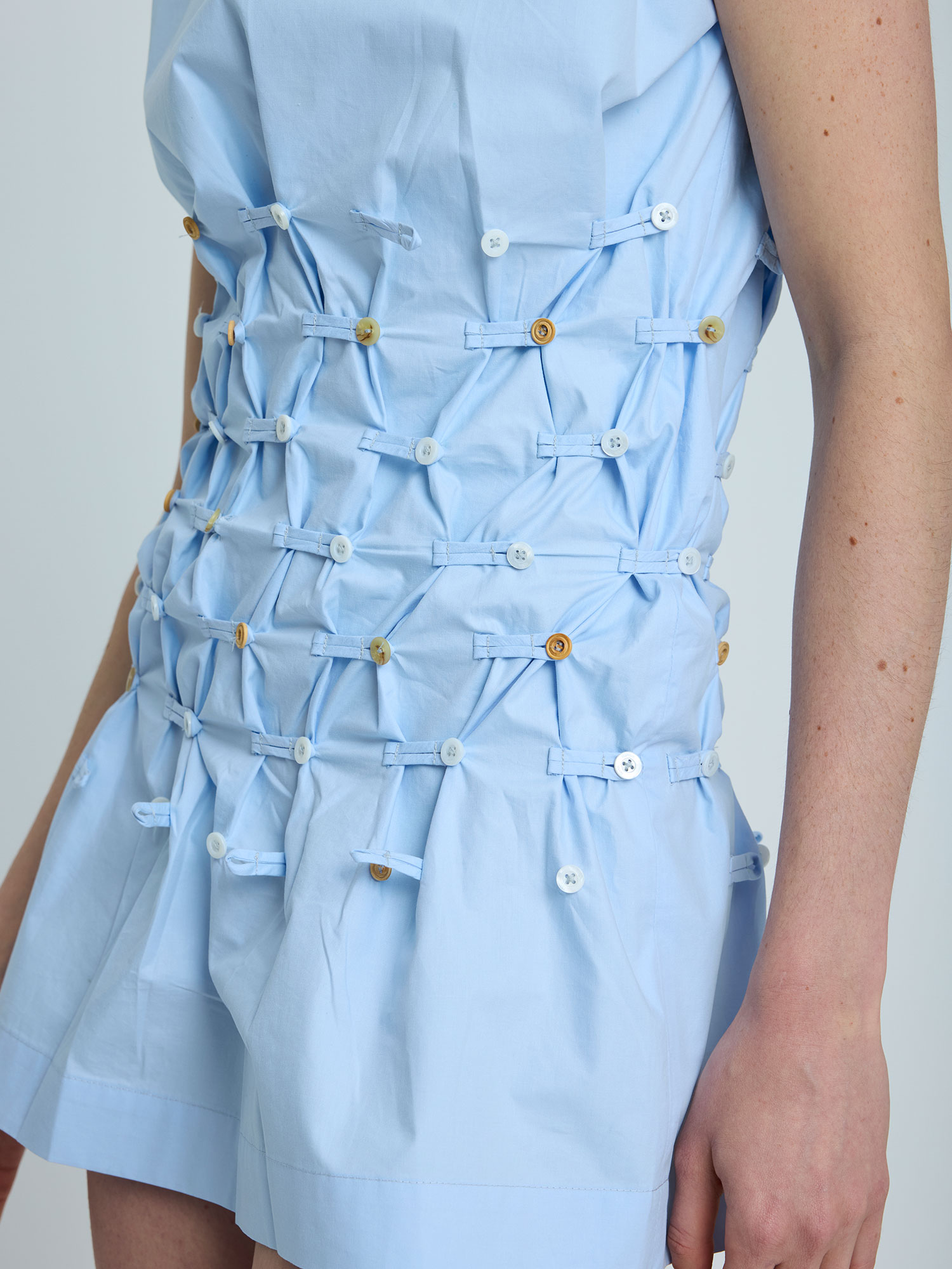 BUTTON MINI DRESS | SKY BLUE