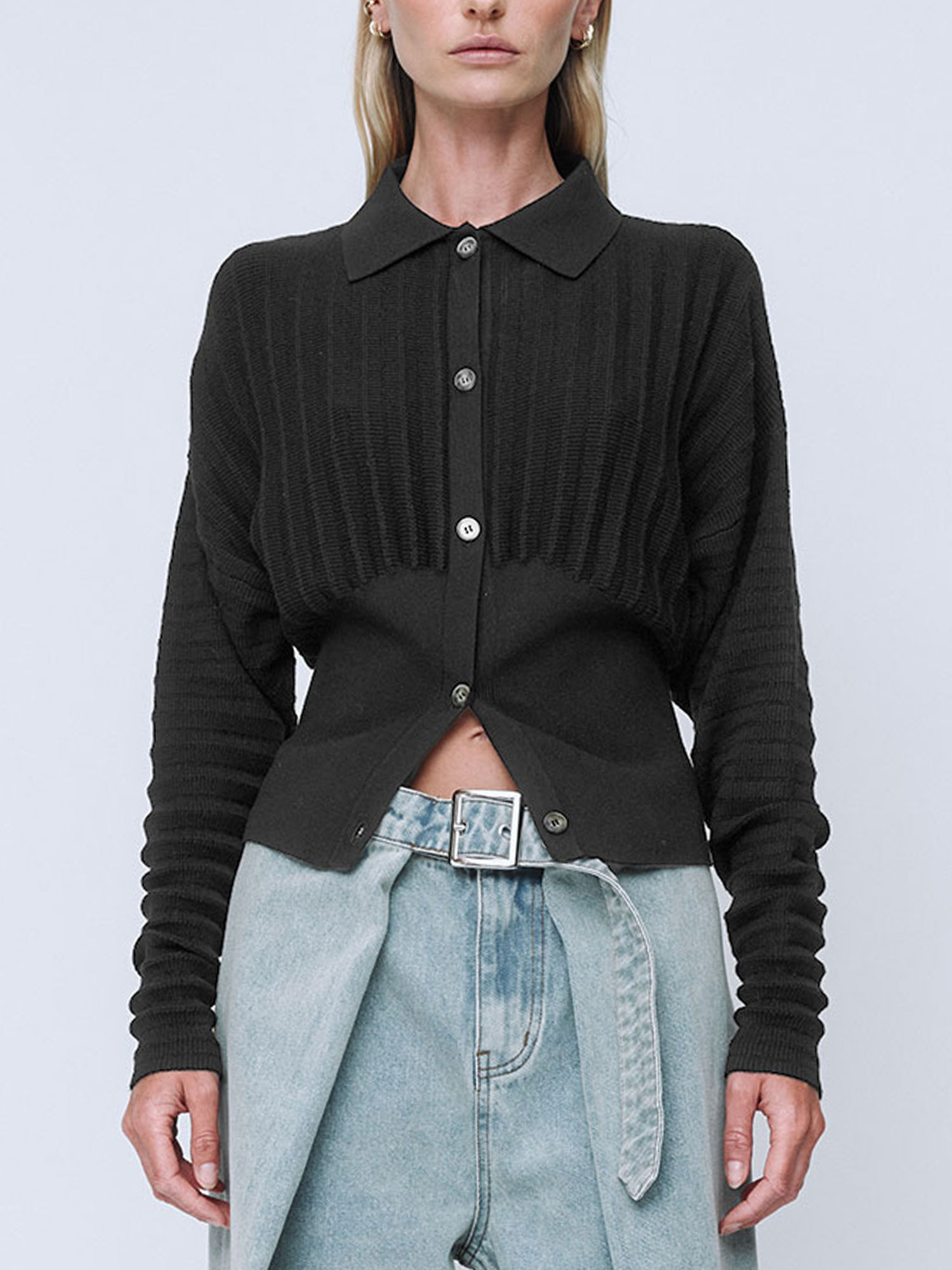 ACCORDIAN POLO SHIRT | BLACK