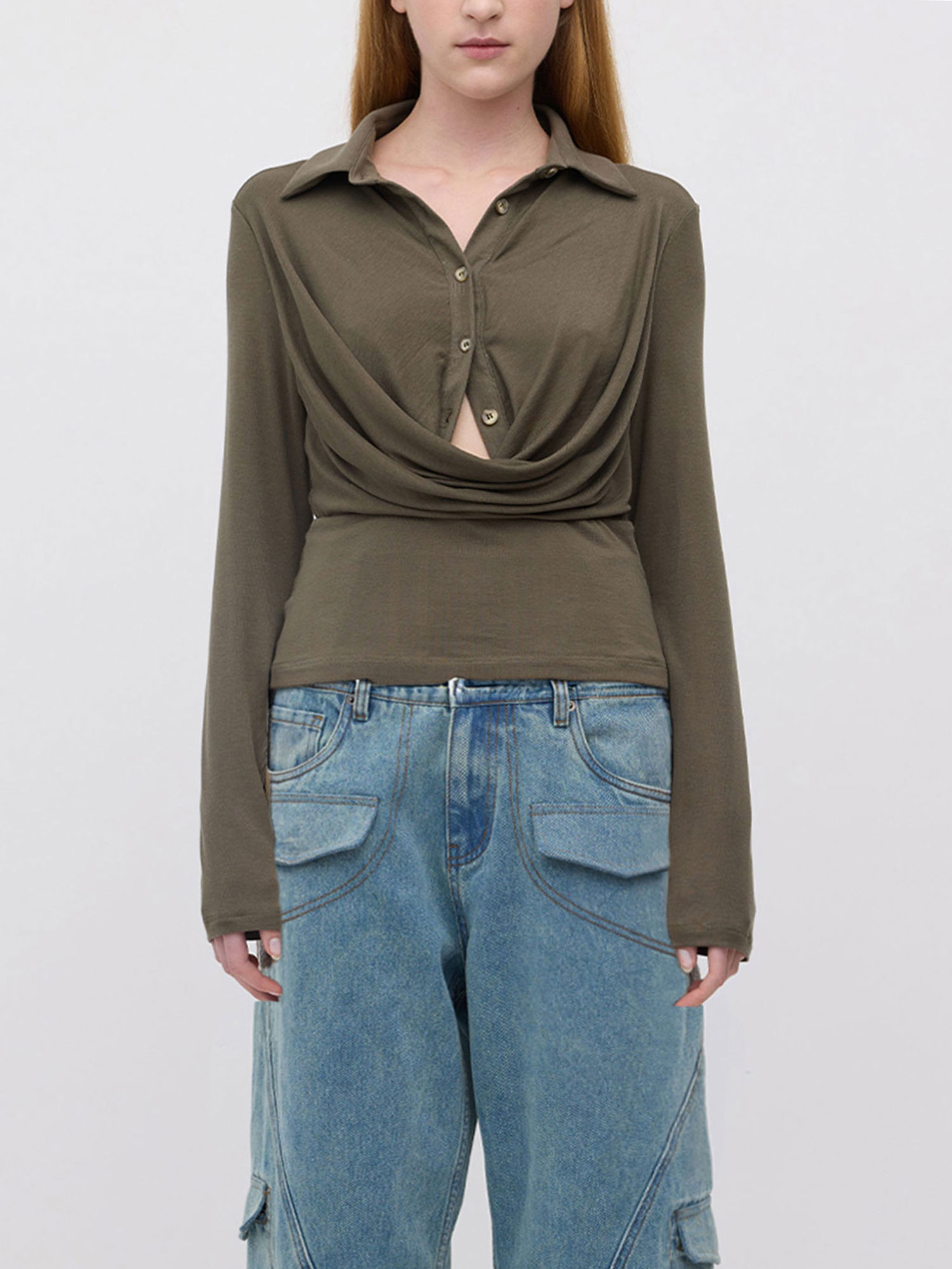 ANNIE LONG SLEEVE TOP | DARK SAGE