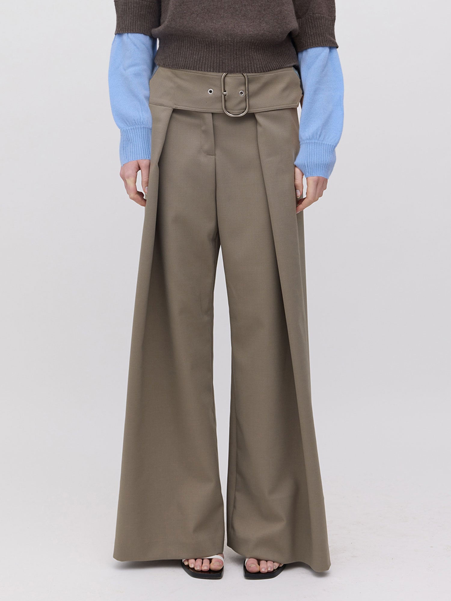 WIDE BELT UTILITY TROUSERS | SAGE