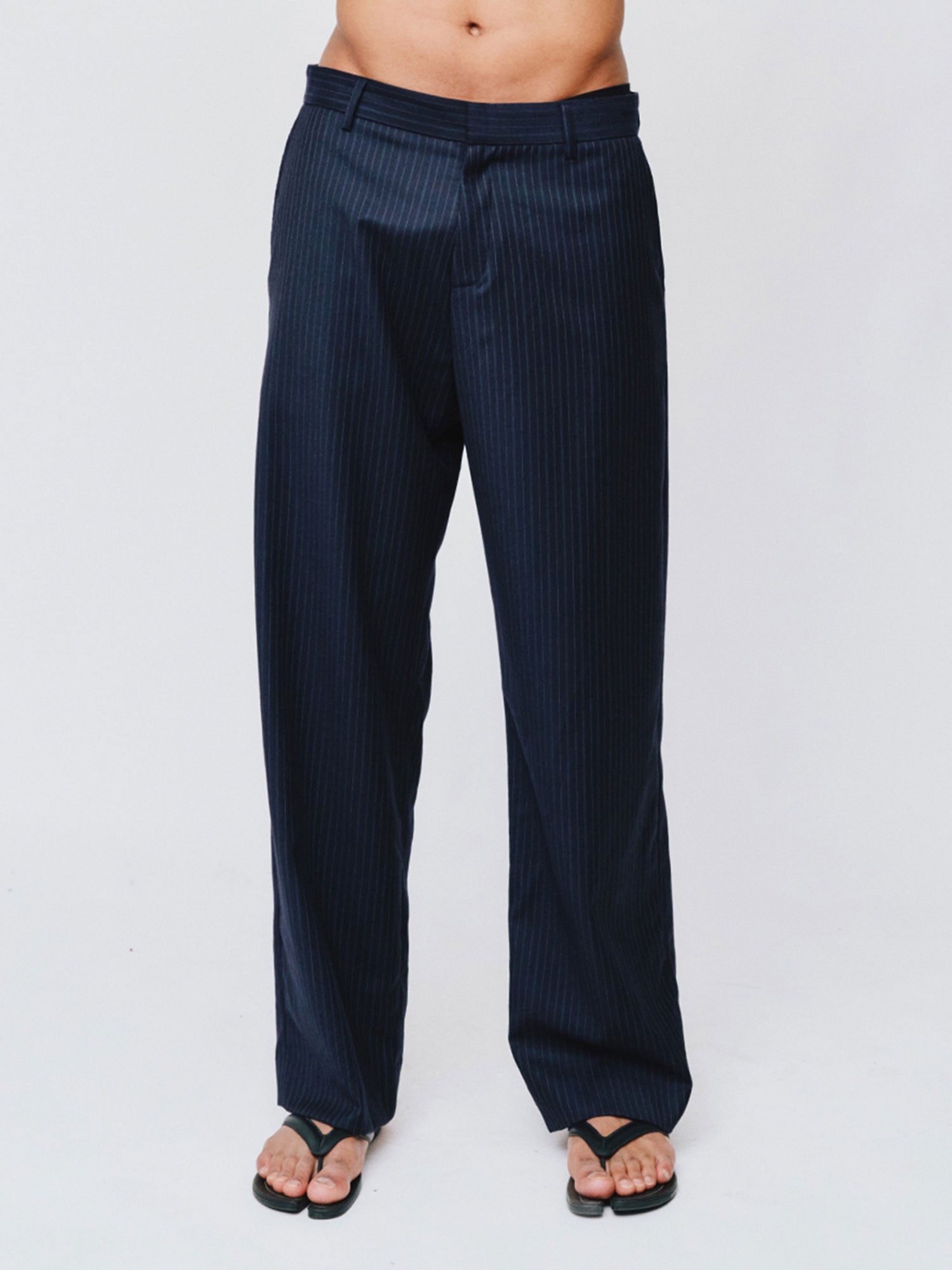 MENS STRAIGHT TROUSER | NAVY PINSTRIPE