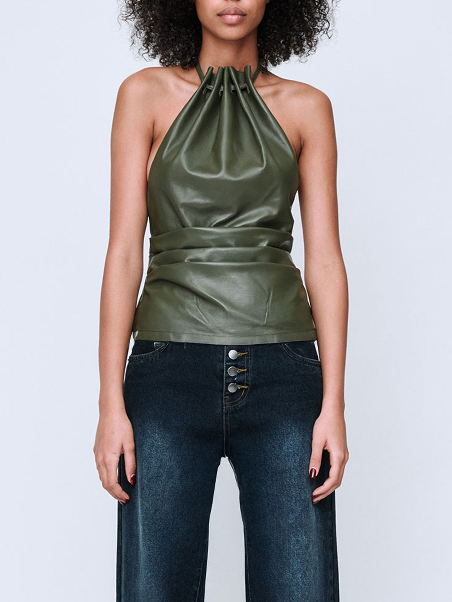 MAX LEATHER TOP | KHAKI