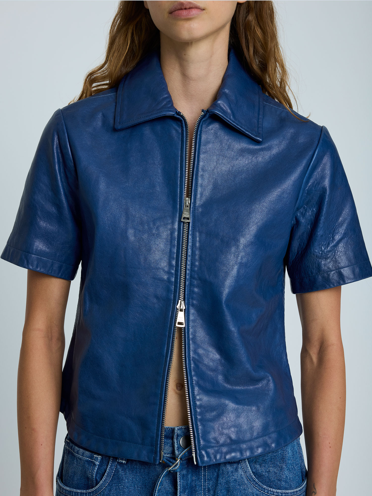 LEATHER ANDIE SHORT SLEEVE SHIRT | INK