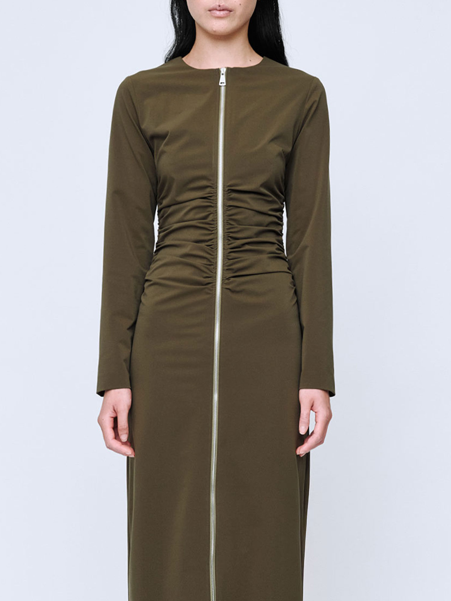 ZIPPER MAXI DRESS | KHAKI