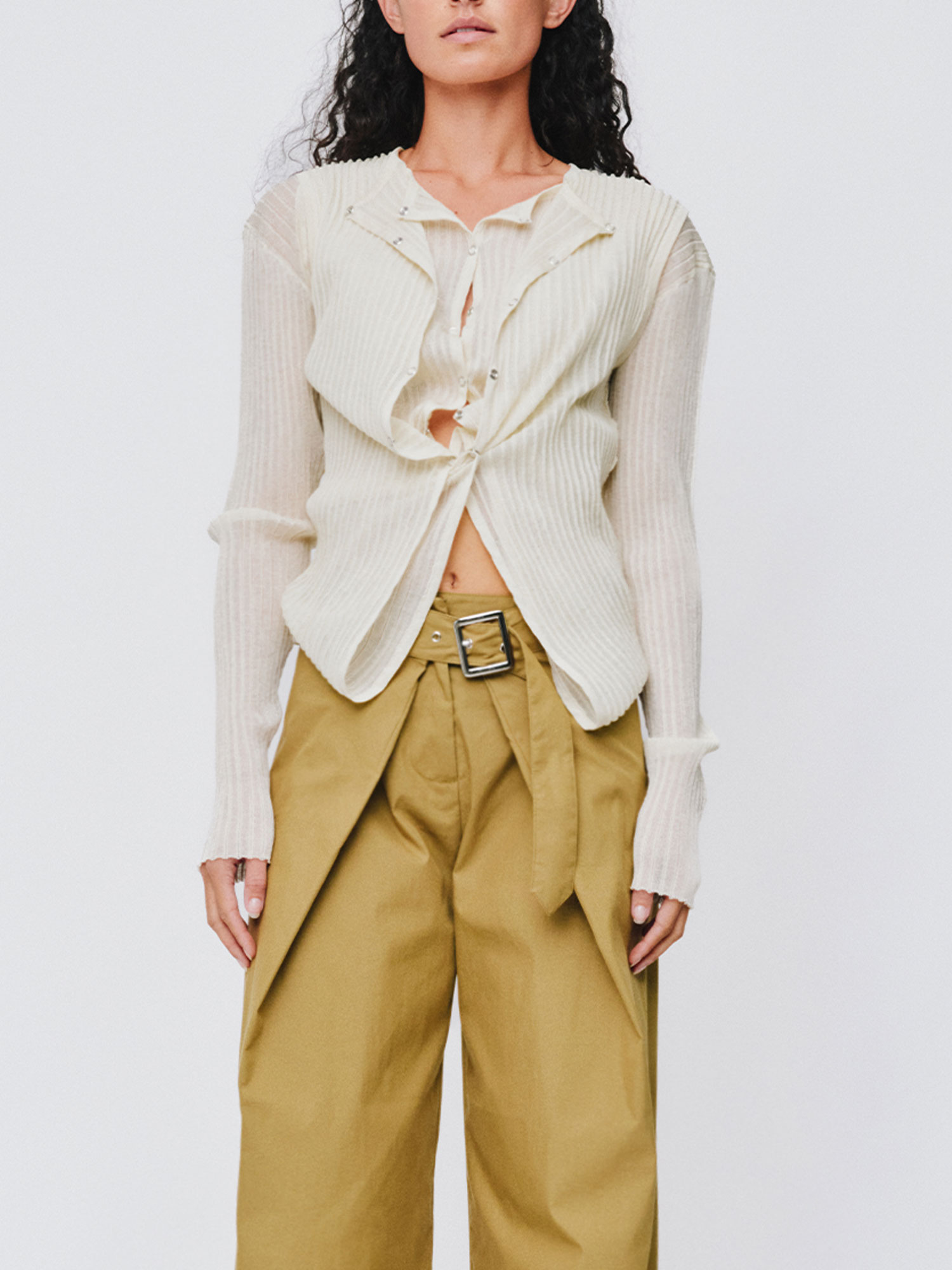 DOUBLE UP RIB CARDIGAN | IVORY