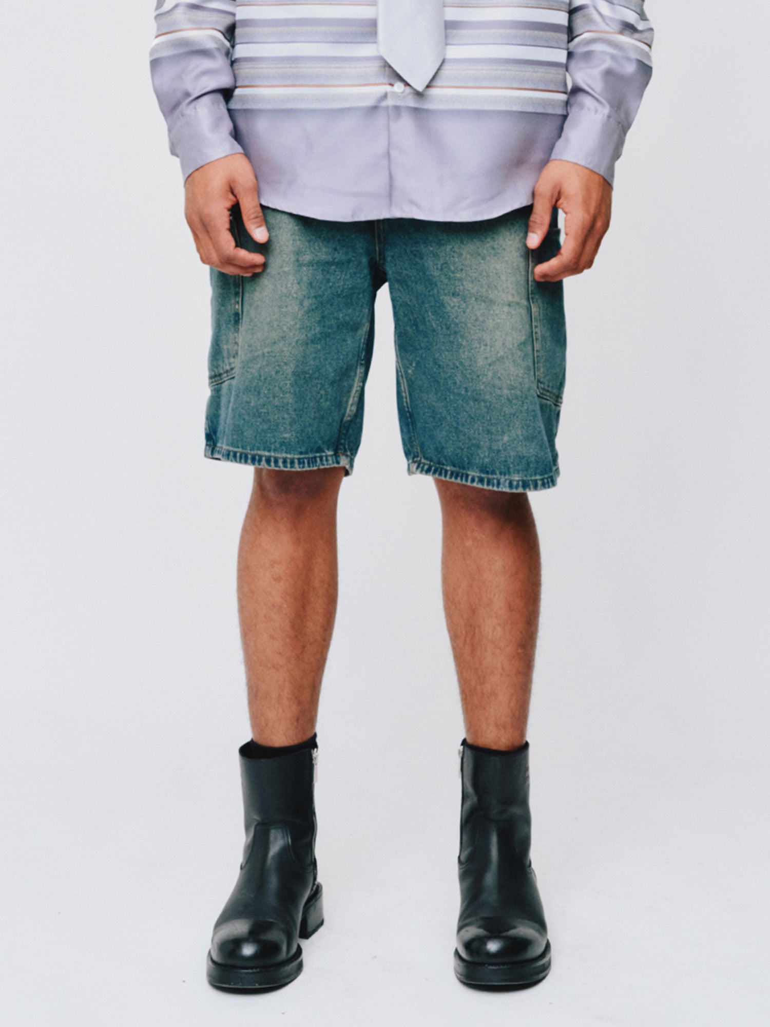 MENS DENIM SHORTS | MID DIRTY WASH