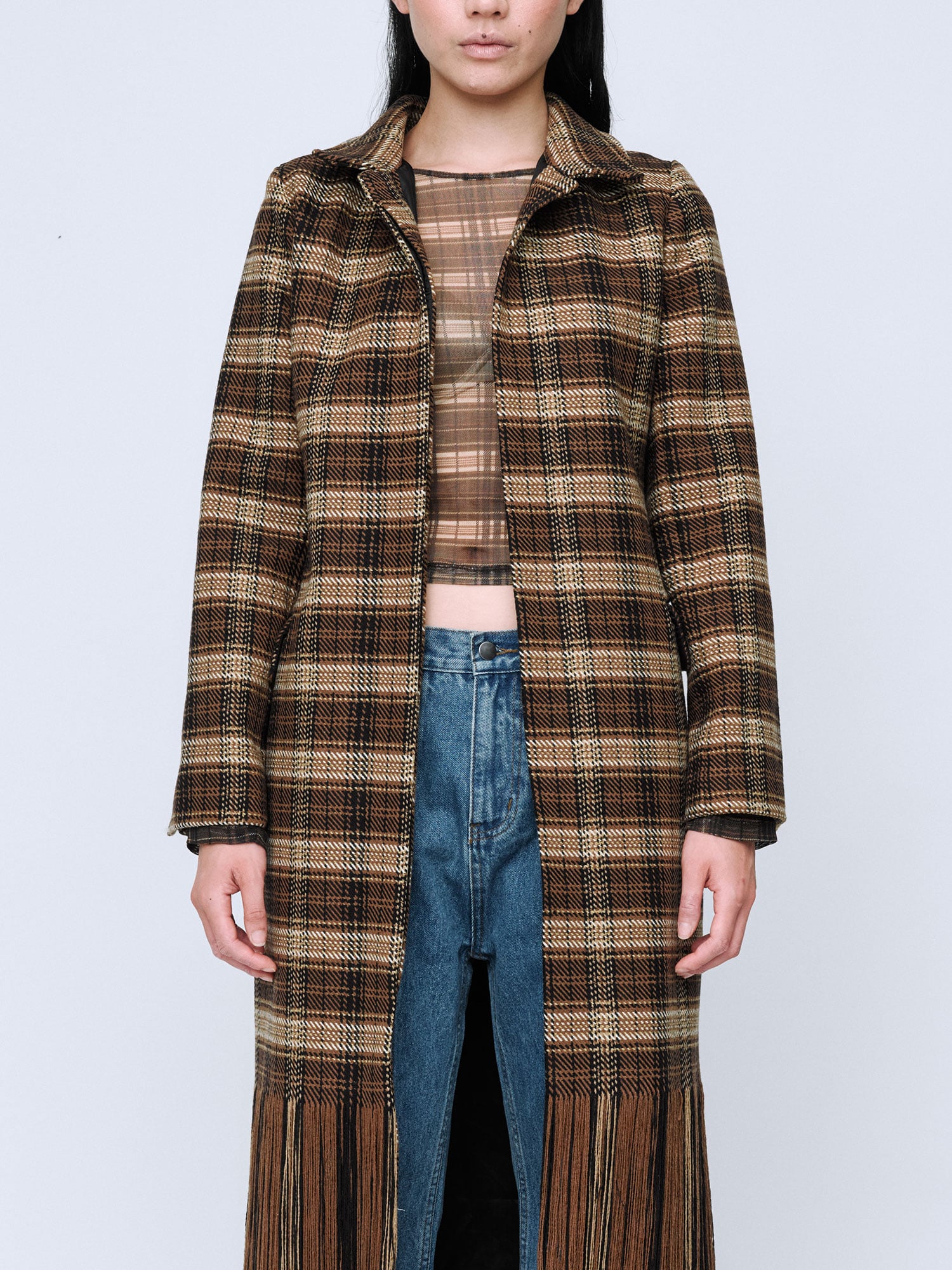 WOVEN COAT | BROWN CHECK