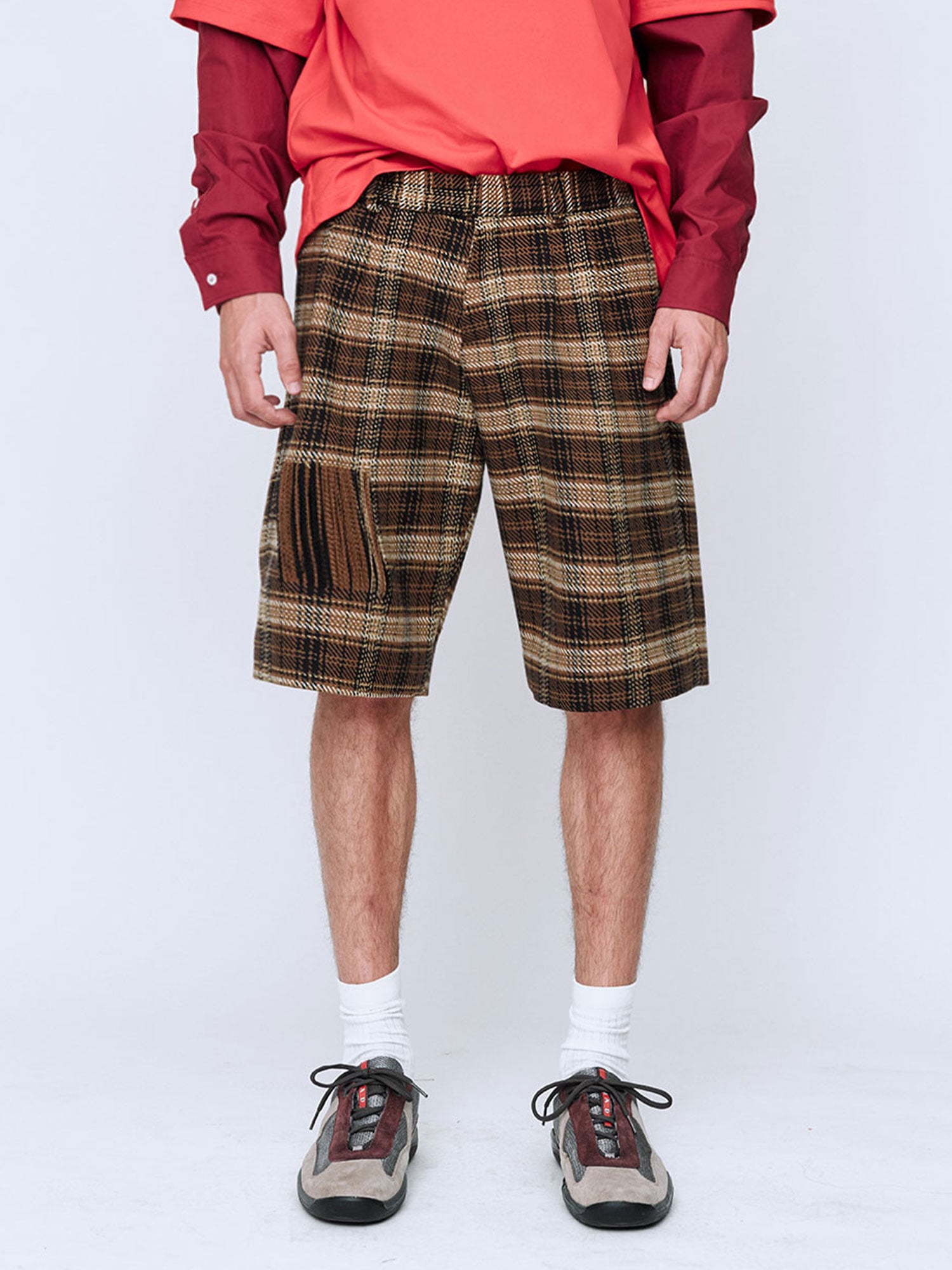 MENS WOVEN SHORTS | BROWN CHECK