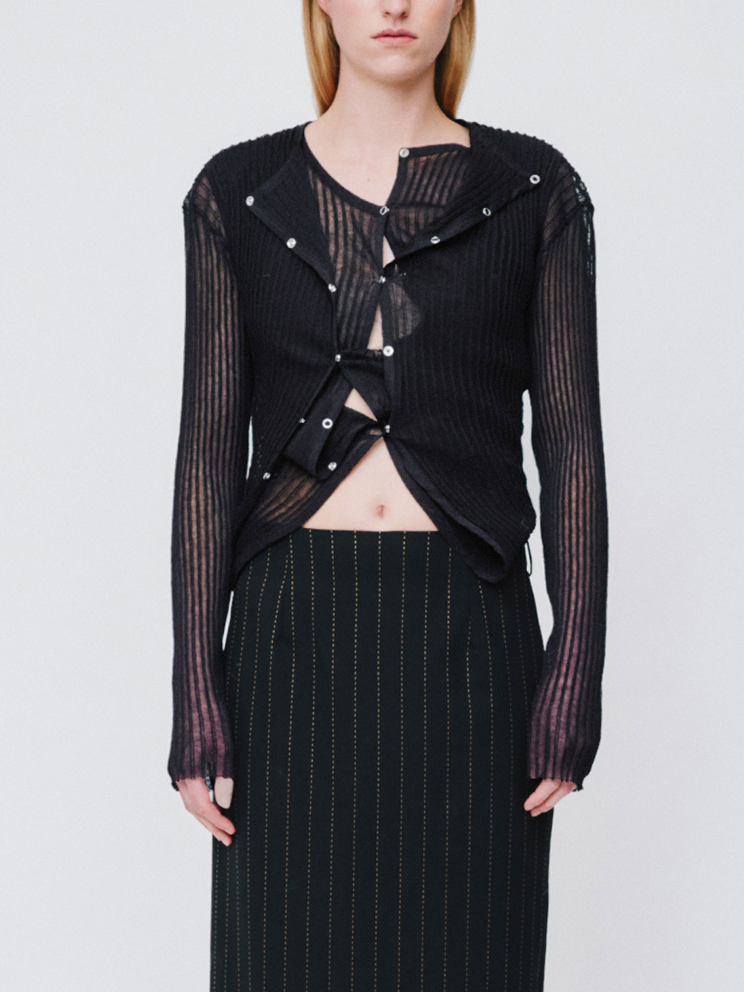 DOUBLE UP RIB CARDIGAN | BLACK