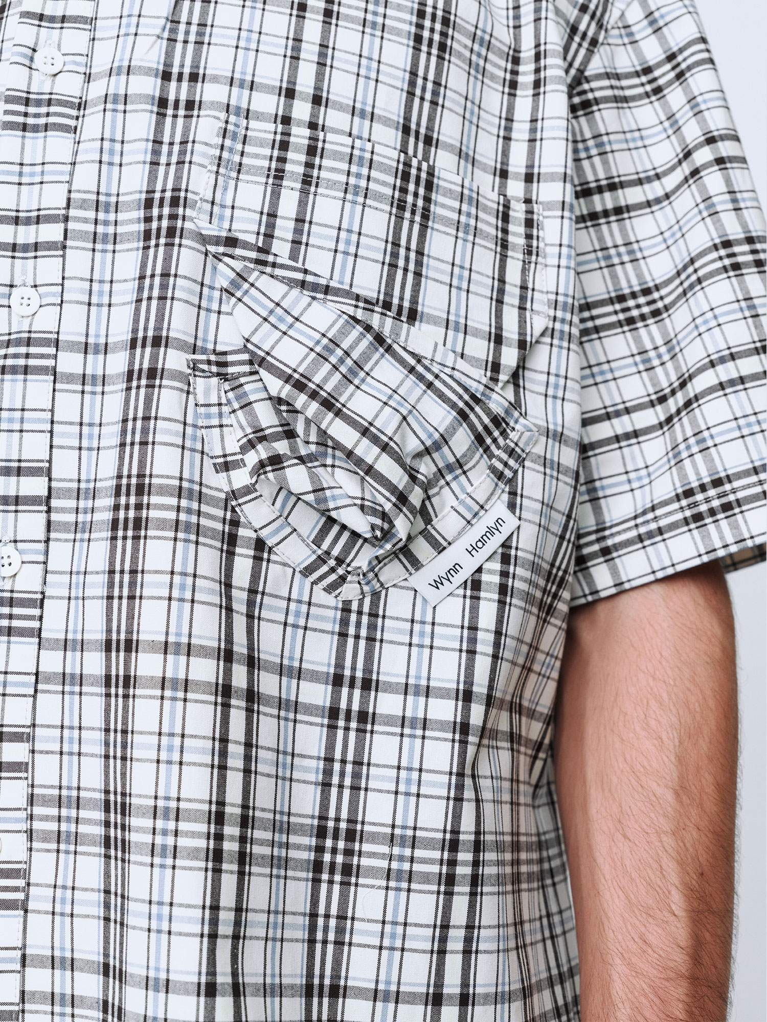 MENS TWISTED POCKET SS SHIRT | BLUE/BLACK/WHITE CHECK