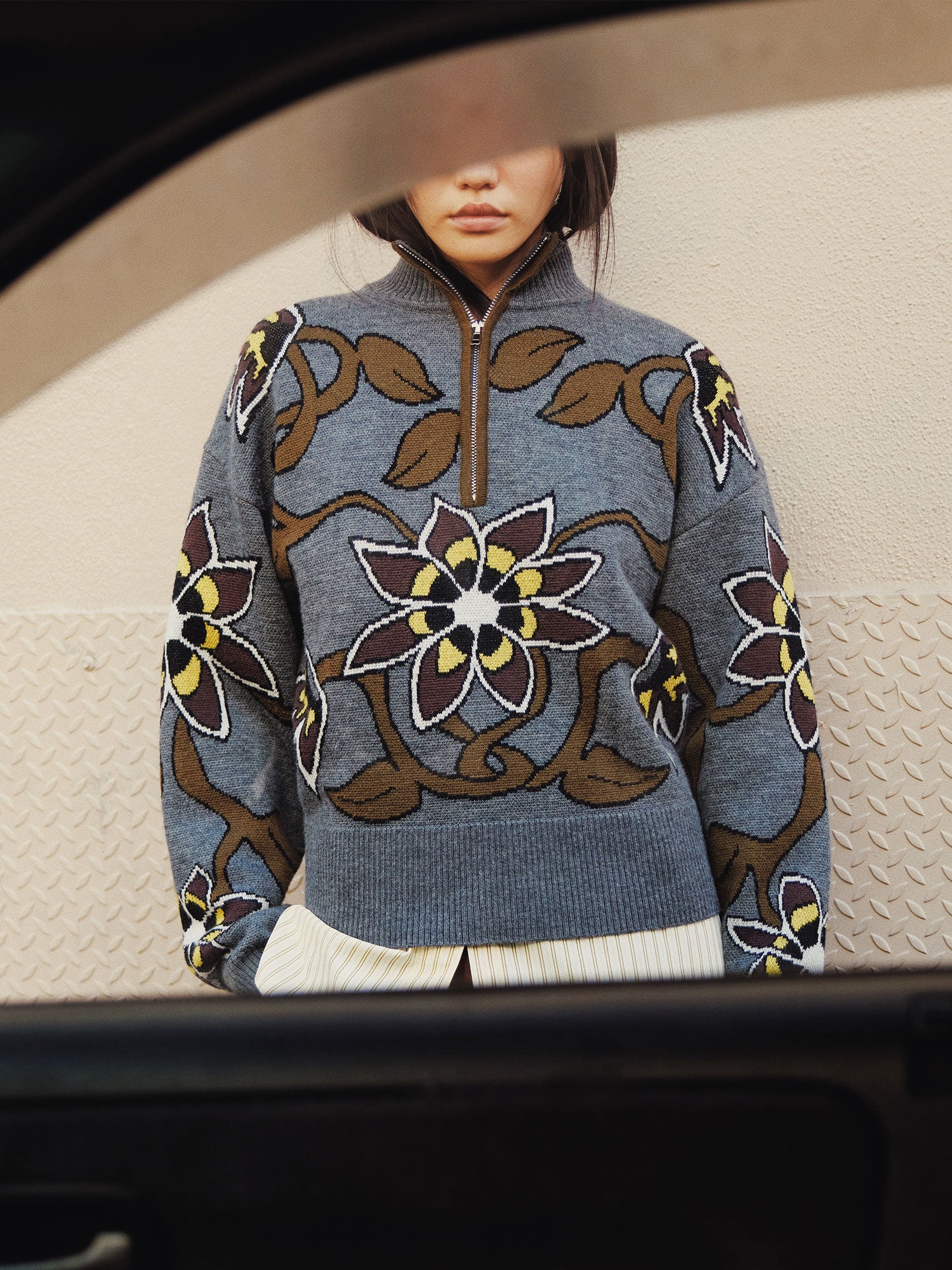 MORRIS JACQUARD SWEATER | YELLOW FLOWERS