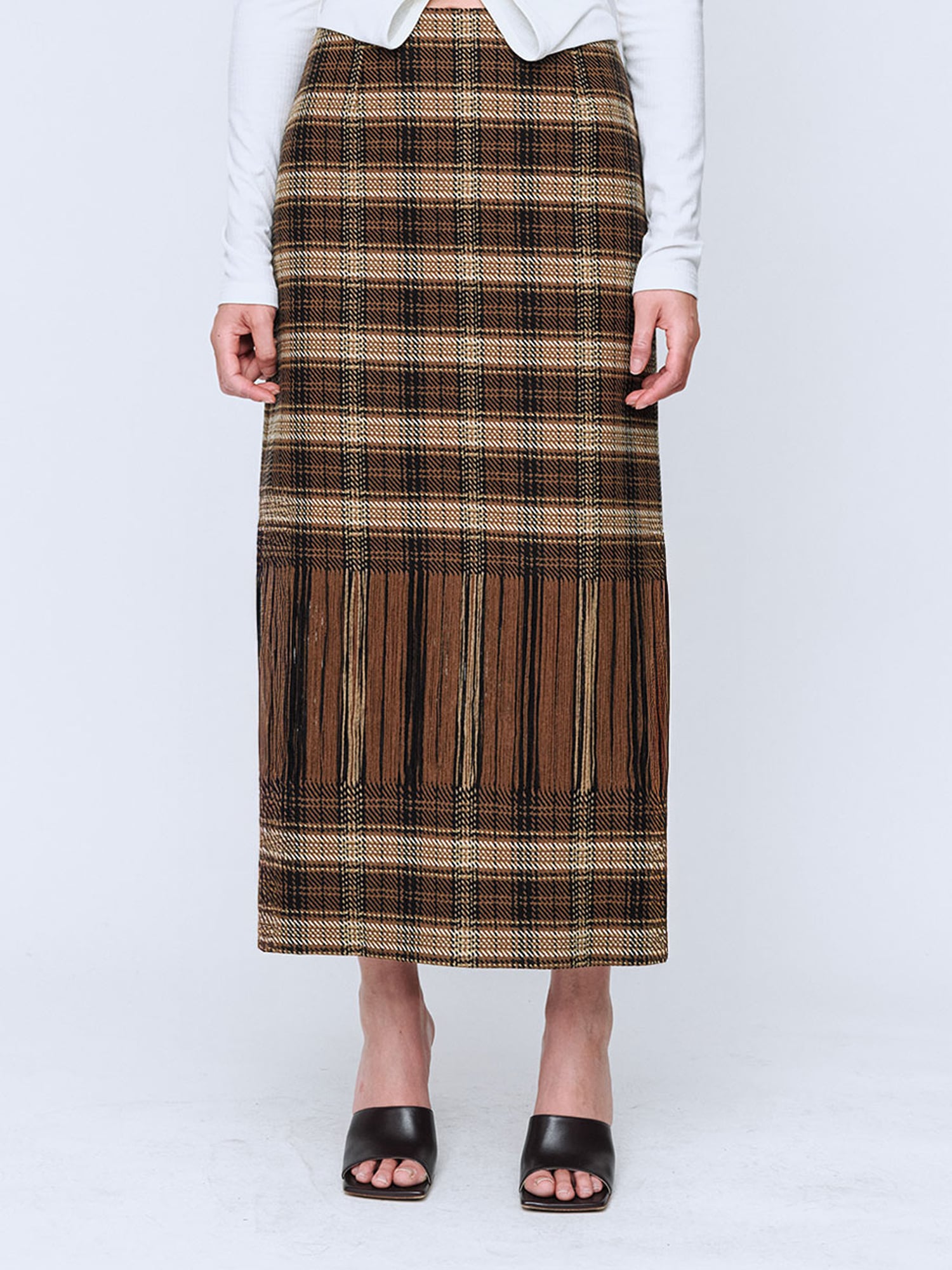 WOVEN SKIRT | BROWN CHECK