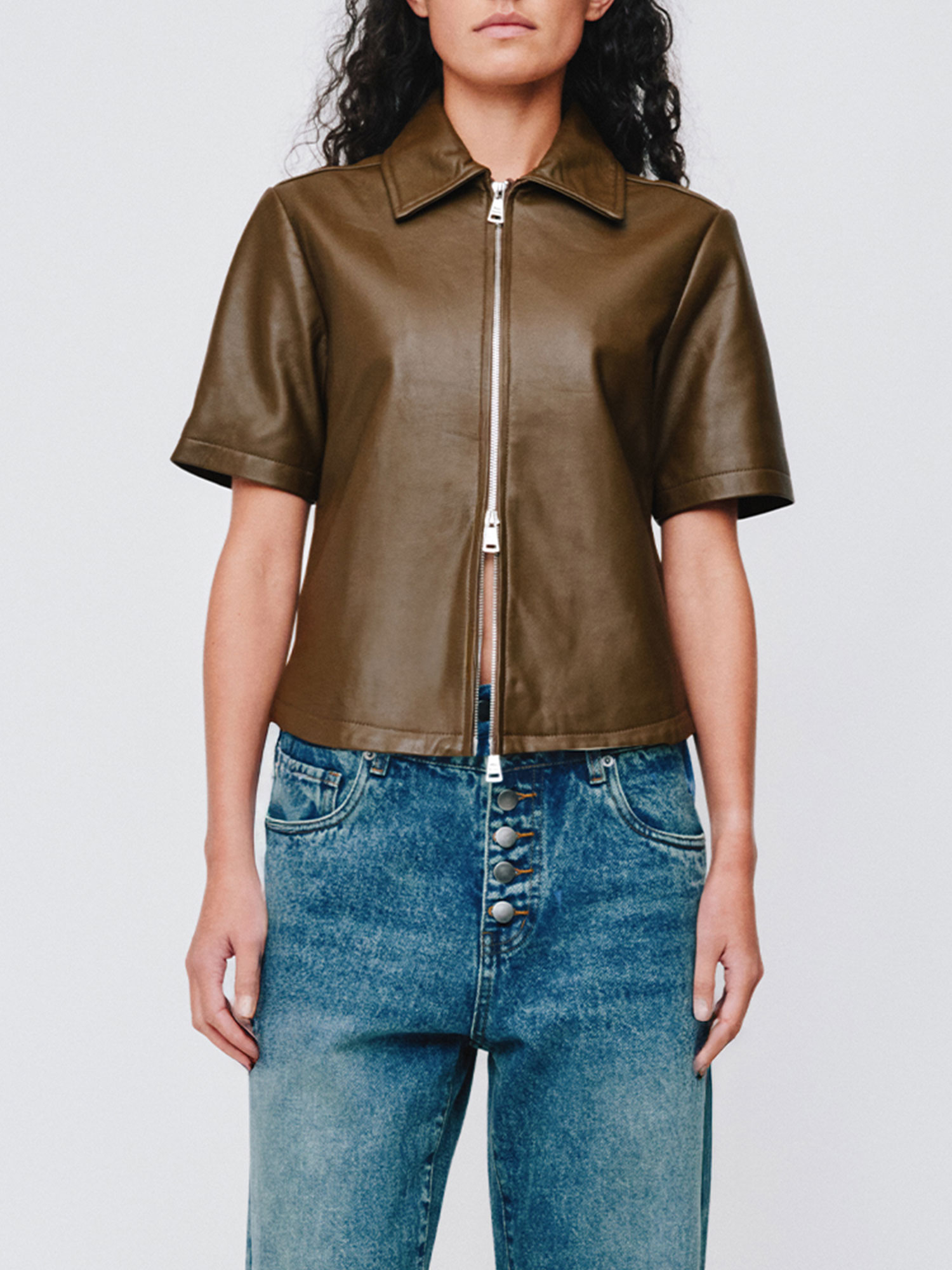 LEATHER ANDIE TOP | DARK BROWN