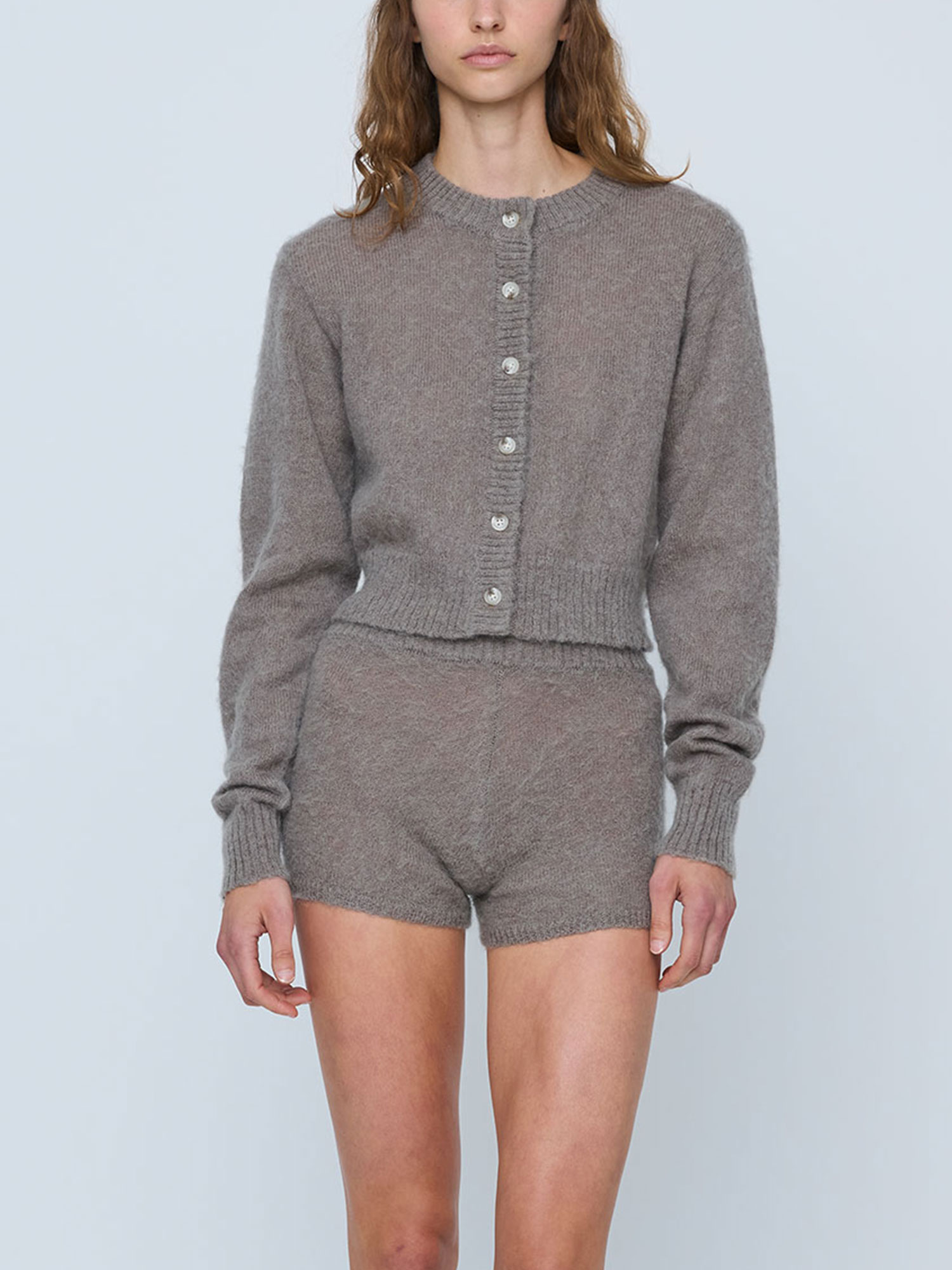 FLUFFY MOHAIR CARDIGAN | MUSHROOM