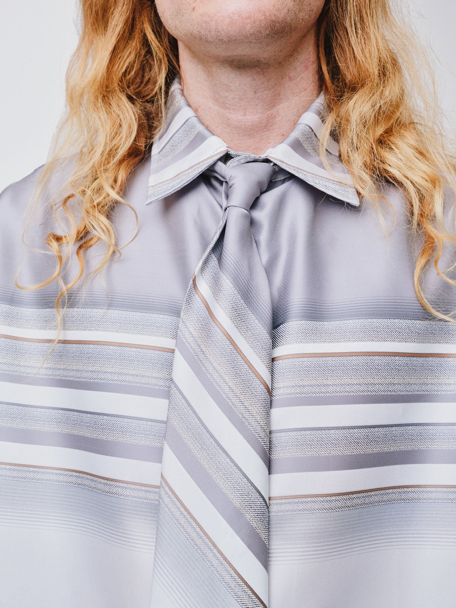 MENS SHIRT AND TIE | GREY STRIPE