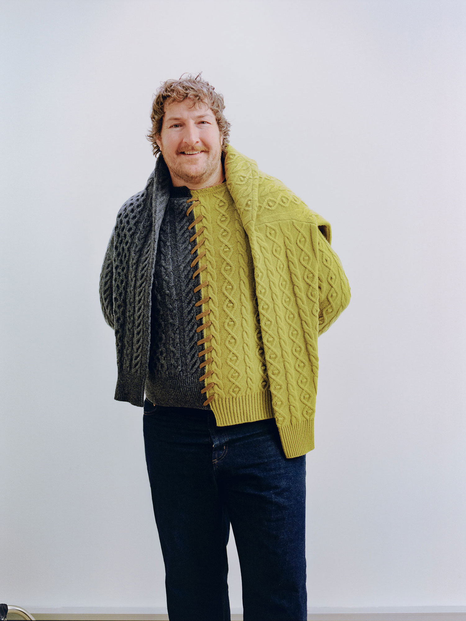 BASKET STITCH SWEATER | WASABI/CHARCOAL MARLE
