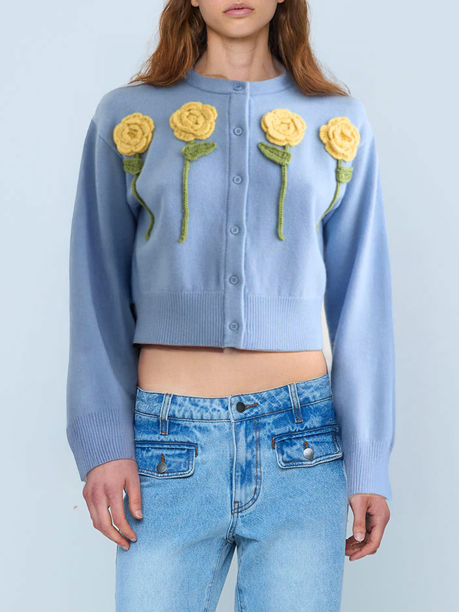 FLOWER CARDIGAN | SKY BLUE