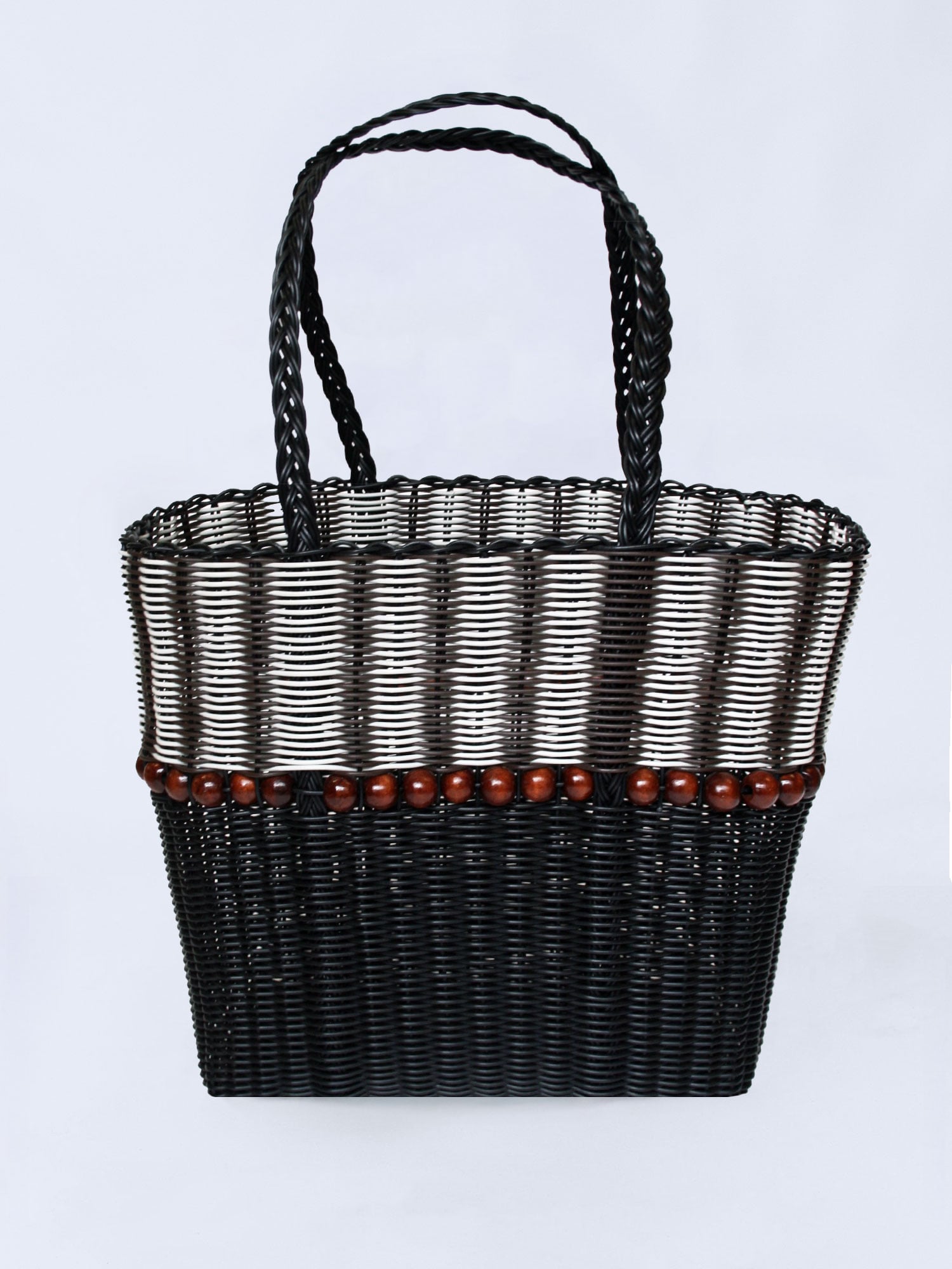WOVEN BEADED BAG | BLACK/WHITE