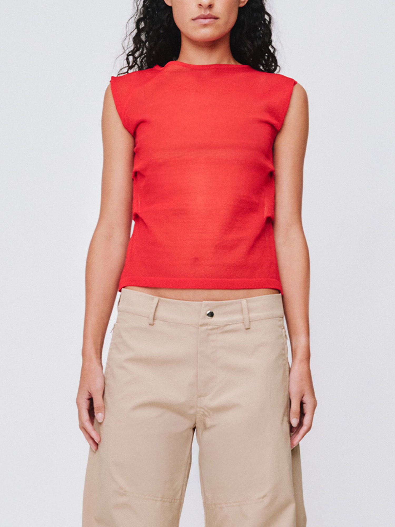 EMMA SHEER KNIT TANK | RED