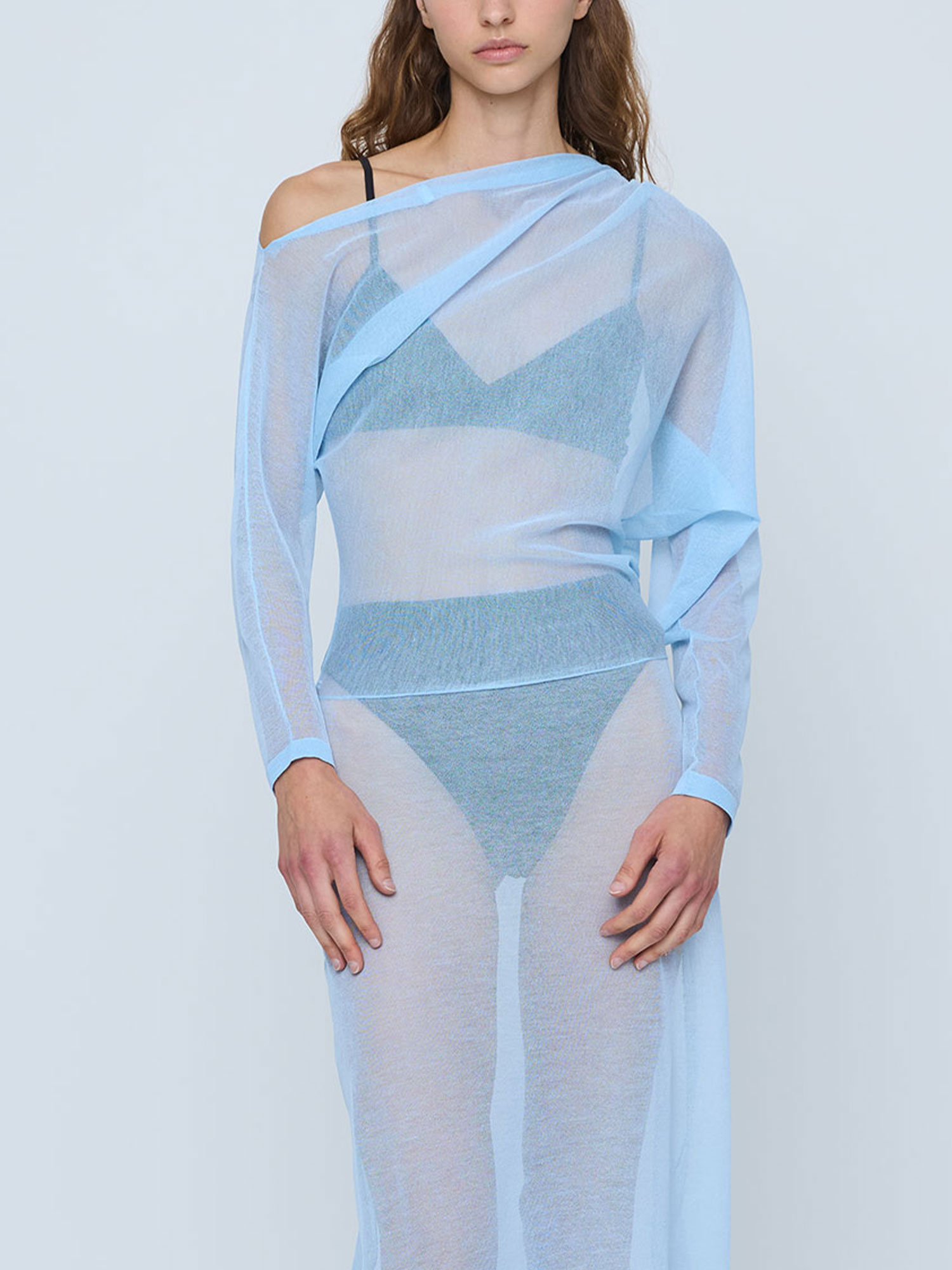 HOLLY SHEER KNIT DRESS | SKY BLUE