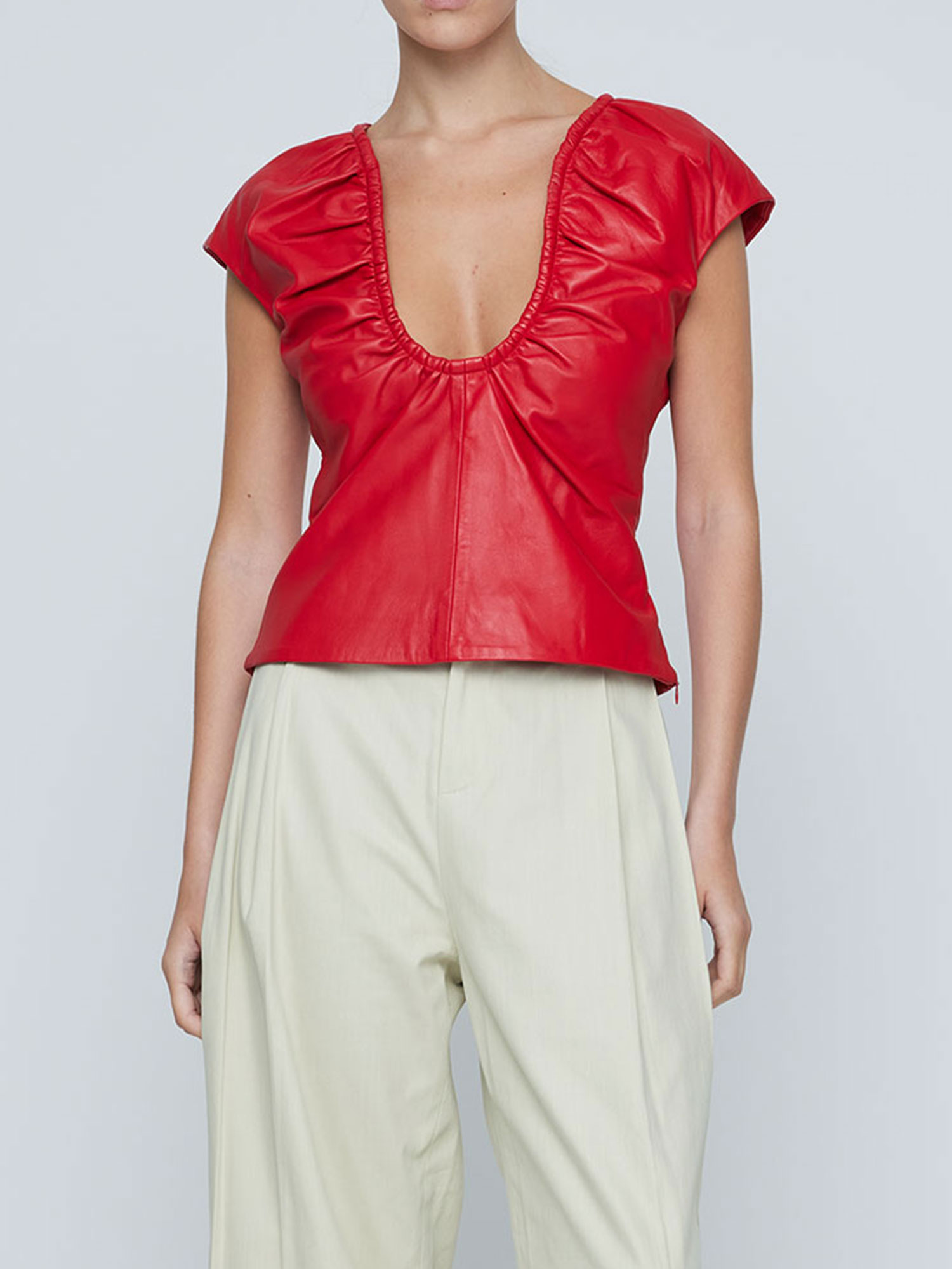 CHARLIE LEATHER TOP - RED