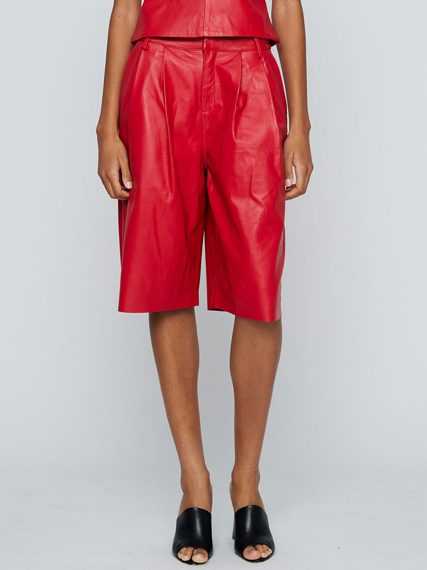 LEATHER CHARLIE SHORTS - RED