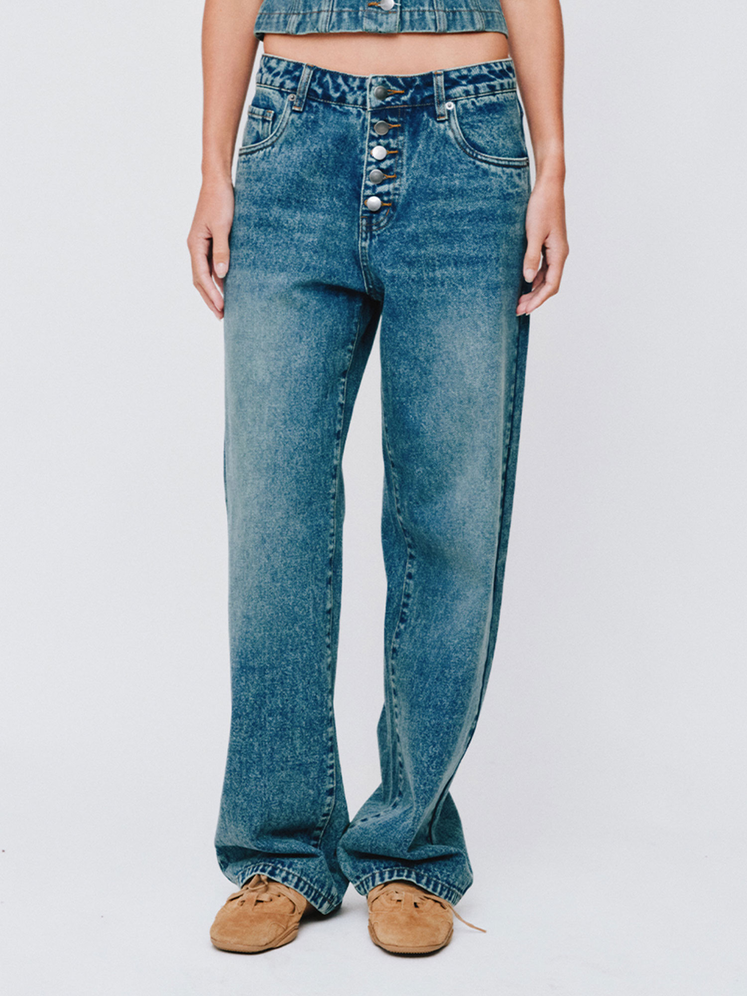 BUTTON FLY CLASSIC JEANS | MID DIRTY WASH