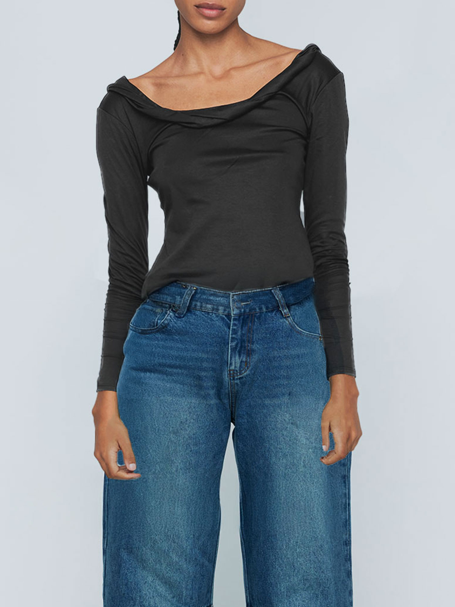 OPHELIA LONG SLEEVE TOP - BLACK