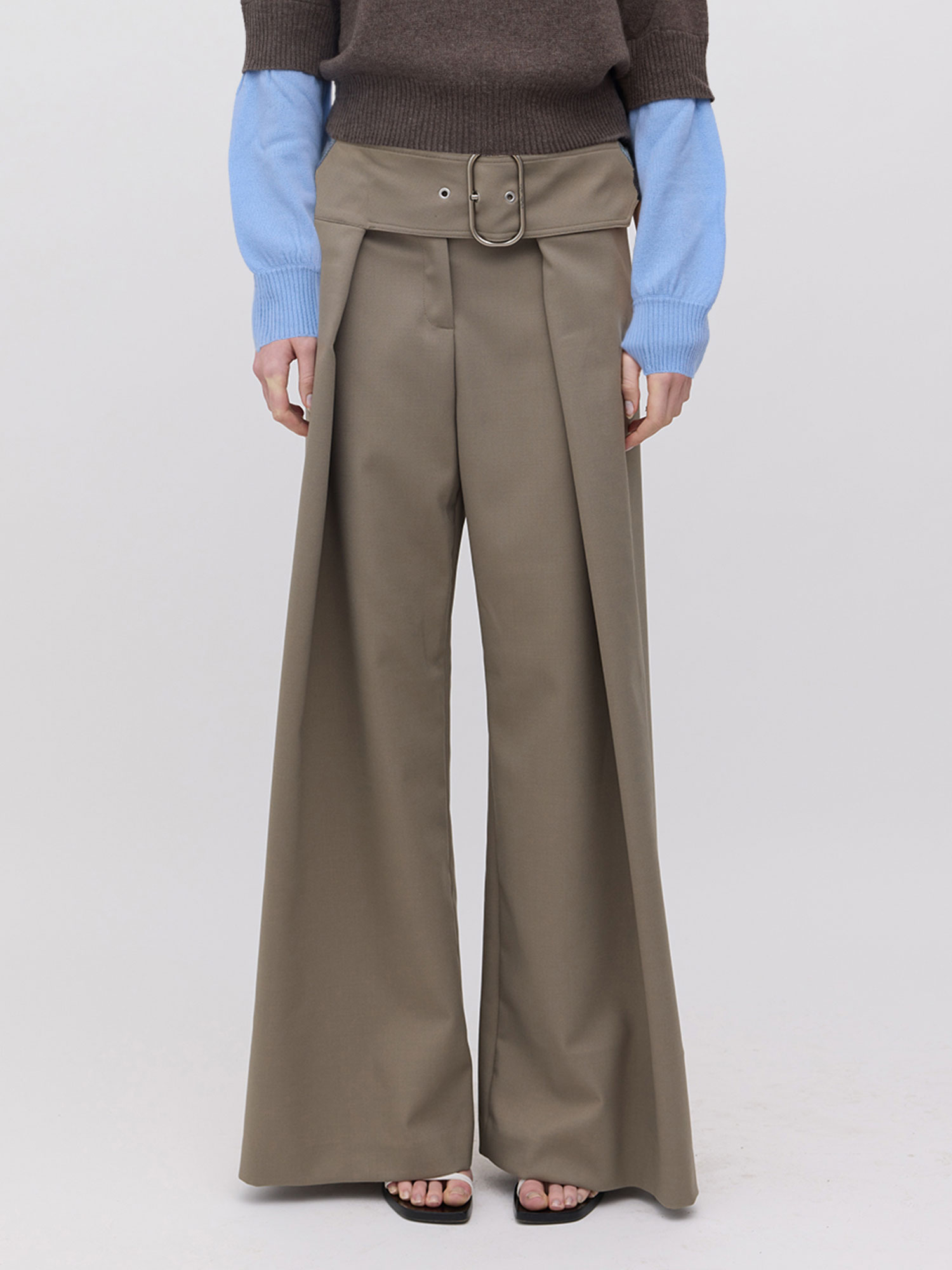 WIDE BELT UTILITY TROUSERS | SAGE