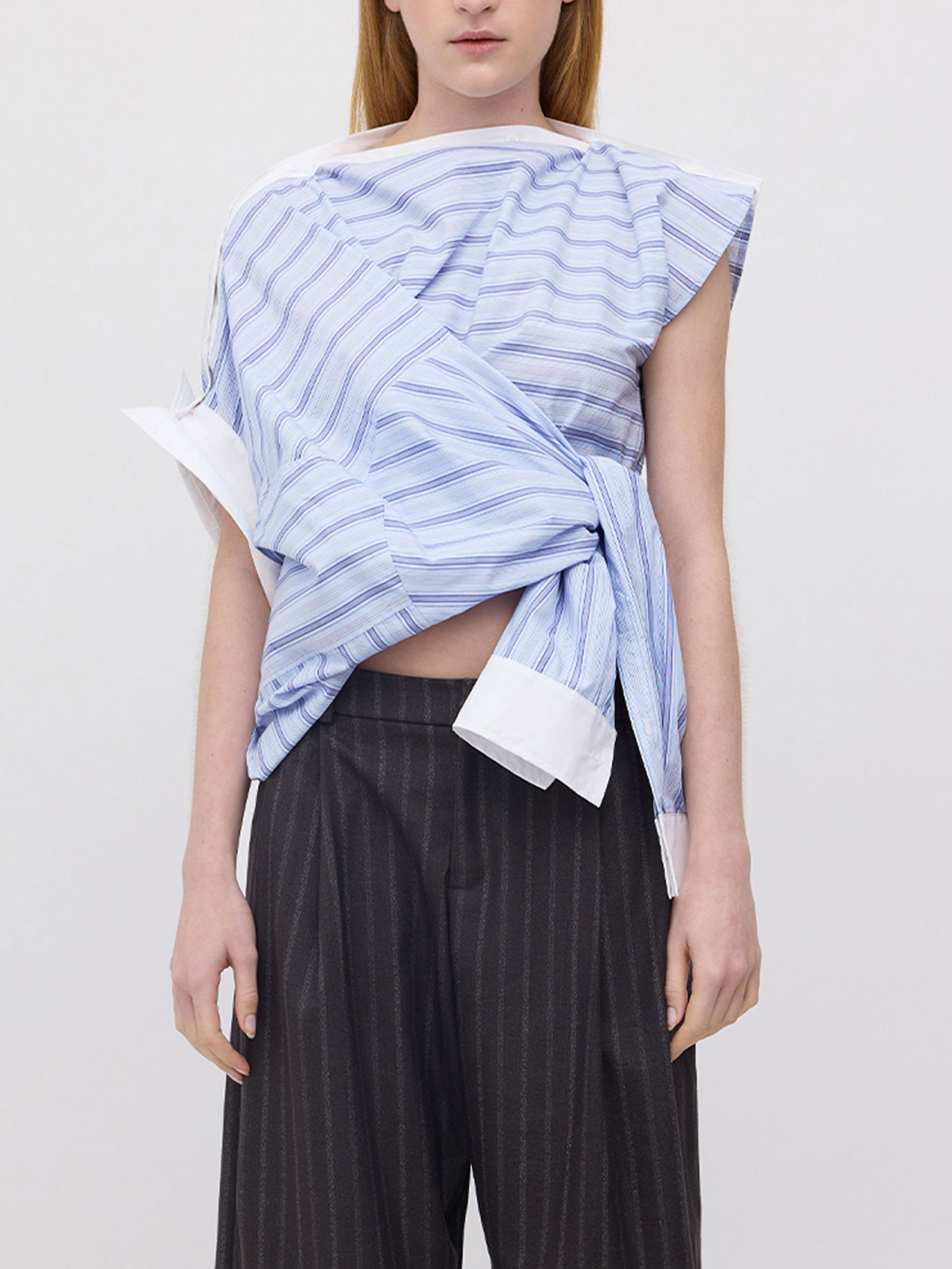 SHOULDER PLACKET TOP | BLUE STRIPE