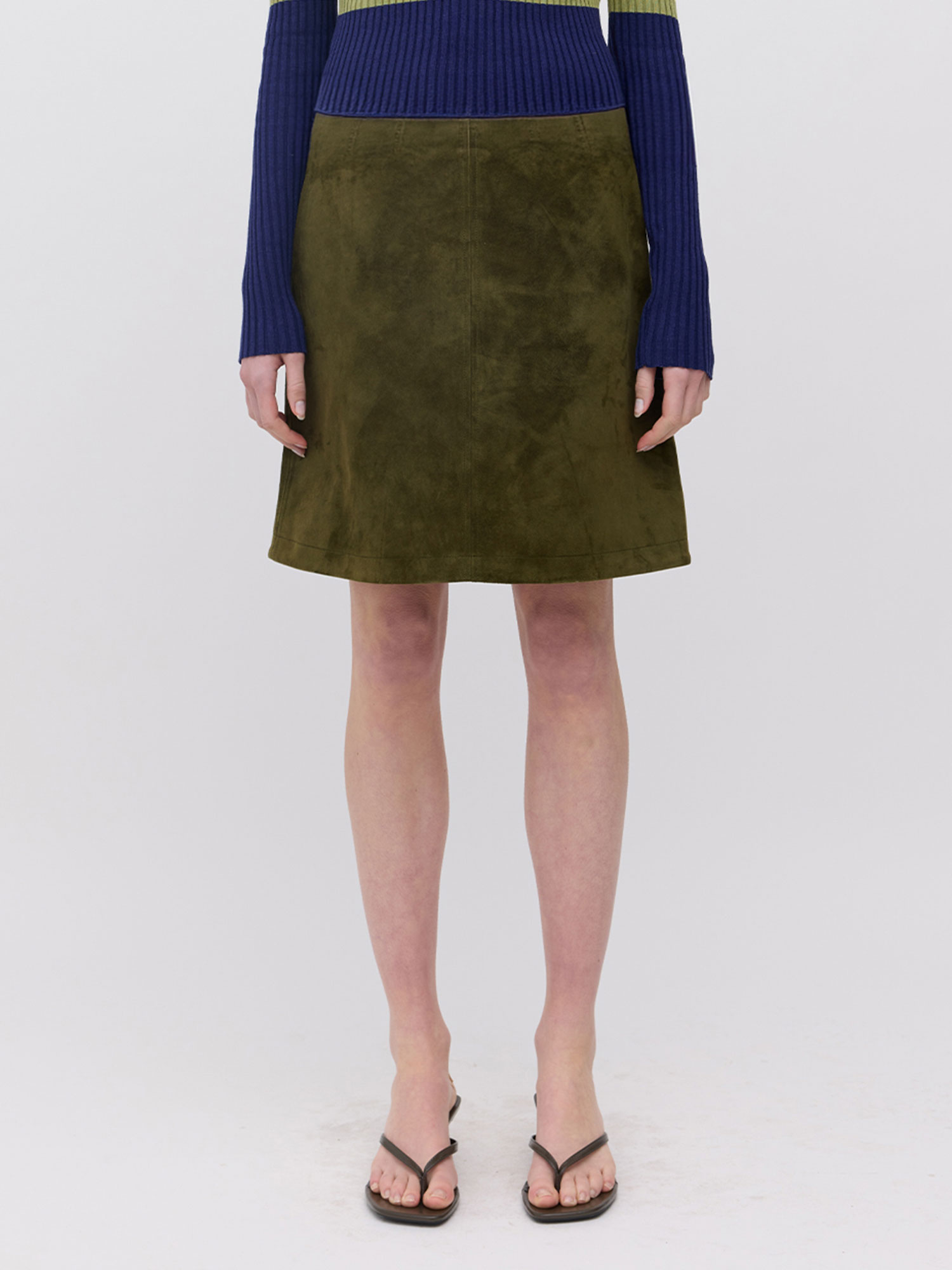 BONNIE SUEDE MIDI SKIRT | DARK SAGE