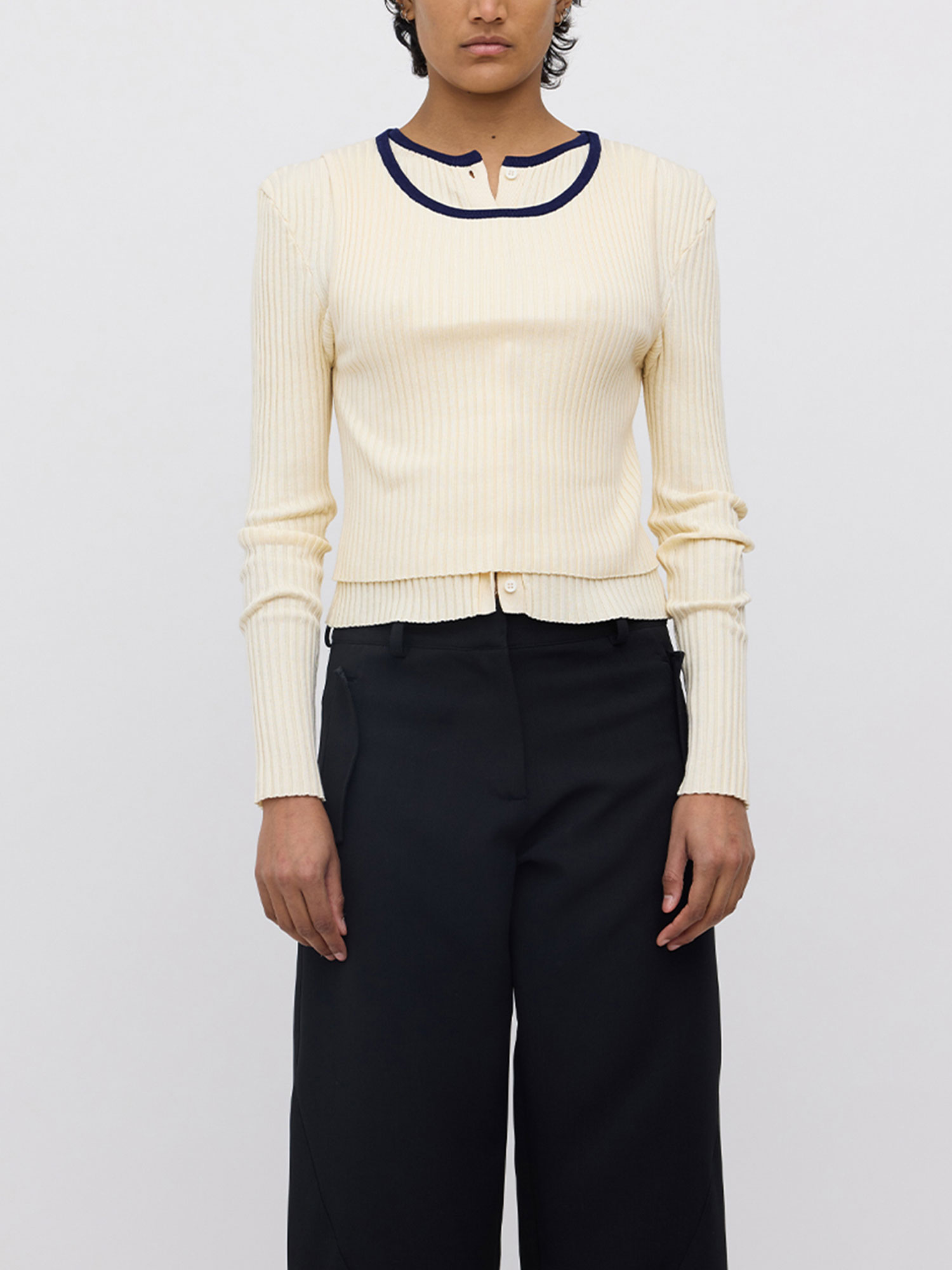 SULLIVAN DOUBLE UP CARDIGAN | CREAM/NAVY