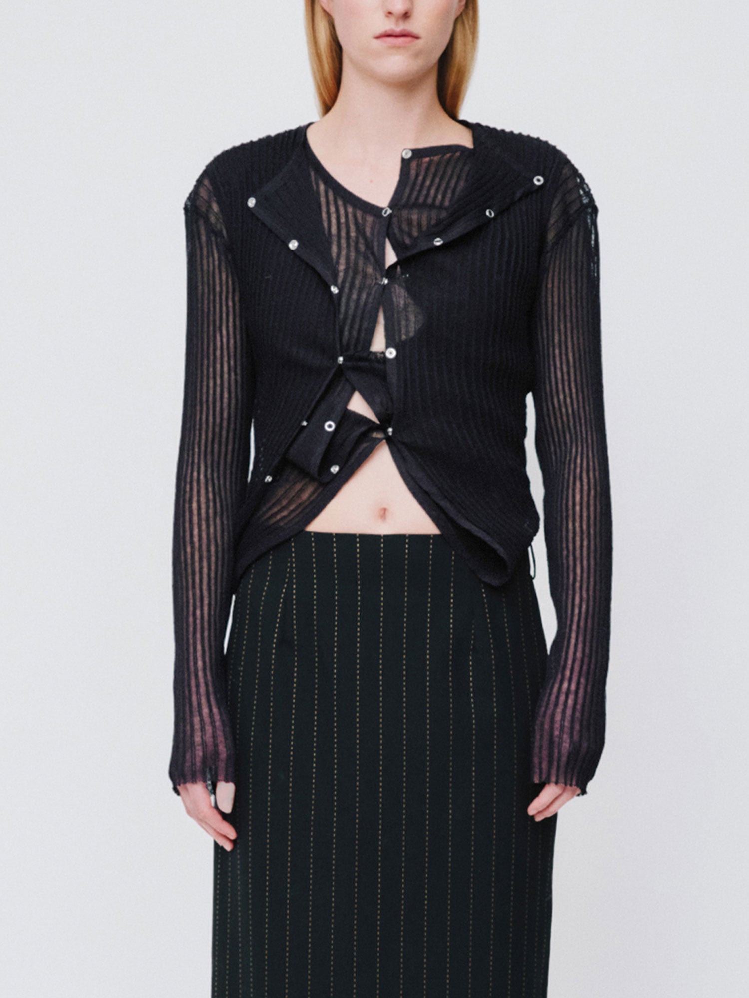 DOUBLE UP RIB CARDIGAN | BLACK