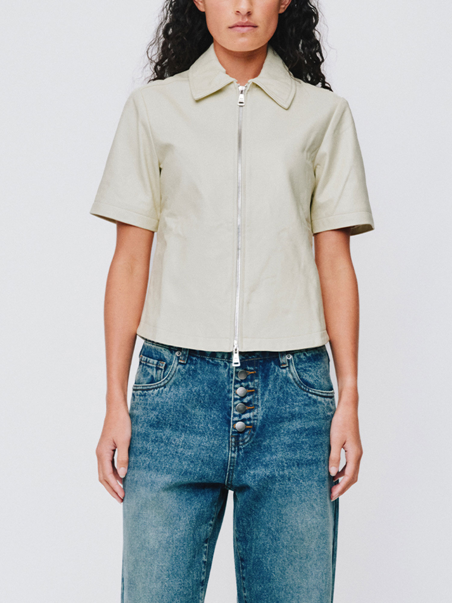 LEATHER ANDIE TOP | CREAM