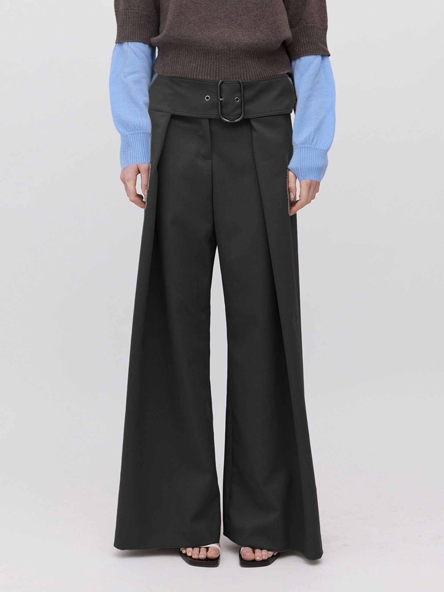 WIDE BELT UTILITY TROUSERS | BLACK
