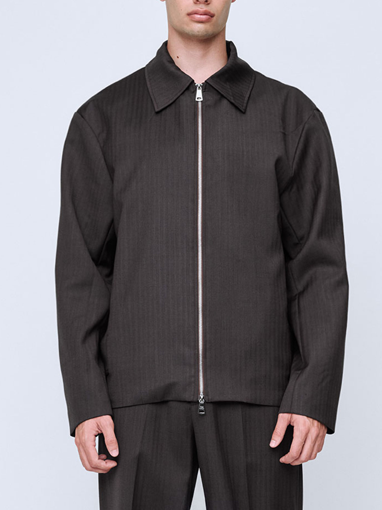 MENS ZIPPER SUITING JACKET | CHOCOLATE