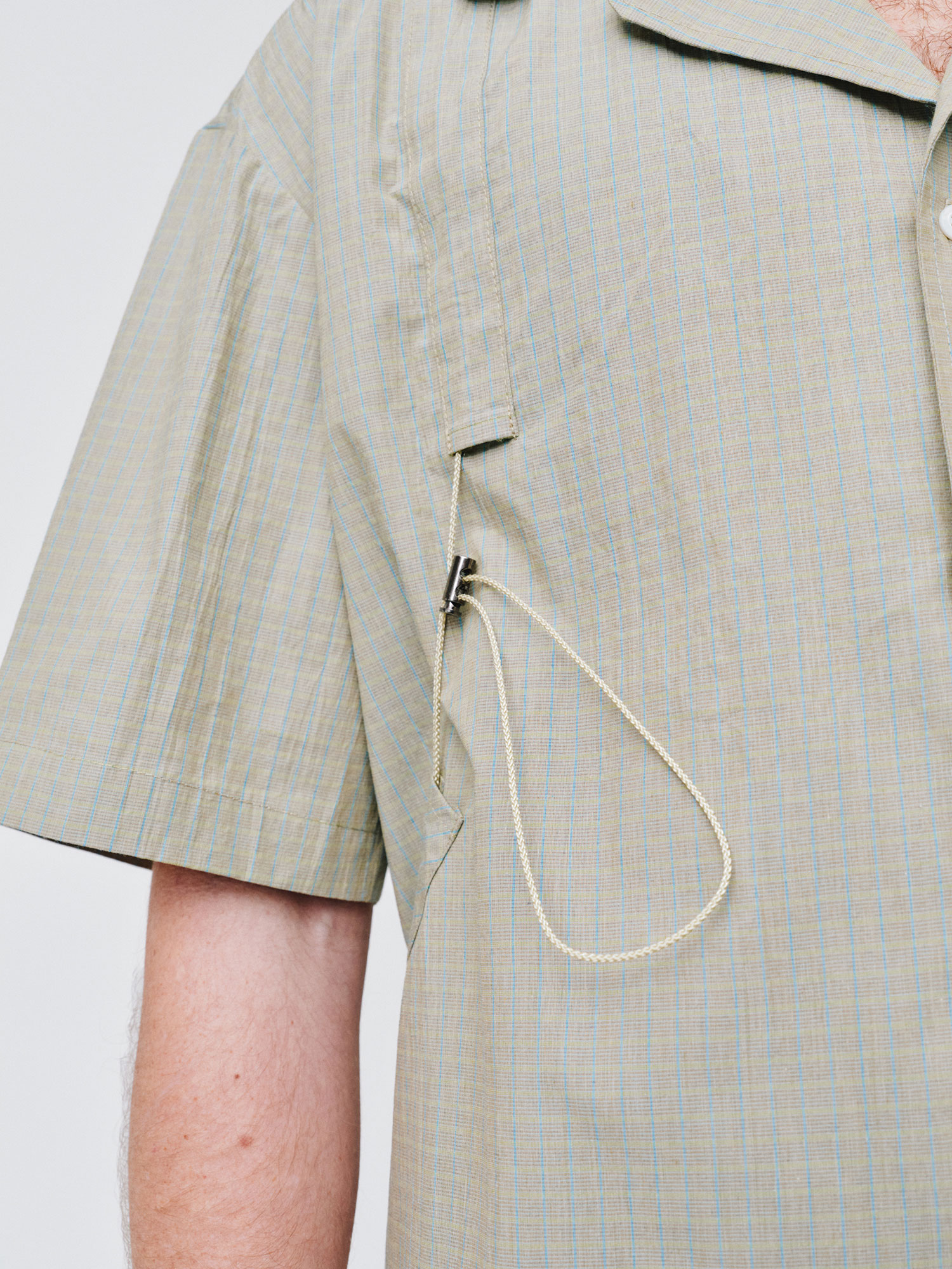 MENS BUNGY ELASTIC SHORT SLEEVE SHIRT | GREEN CHECK