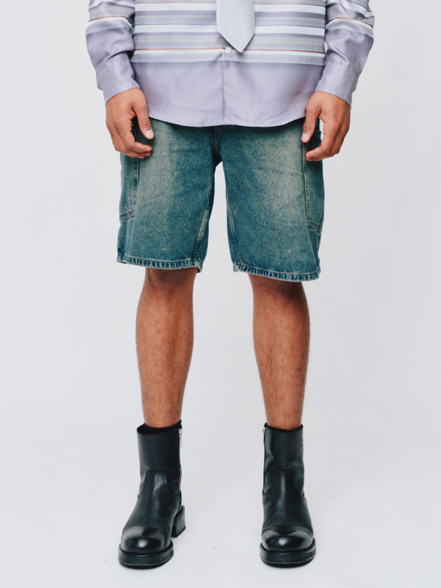 MENS DENIM SHORTS | MID DIRTY WASH
