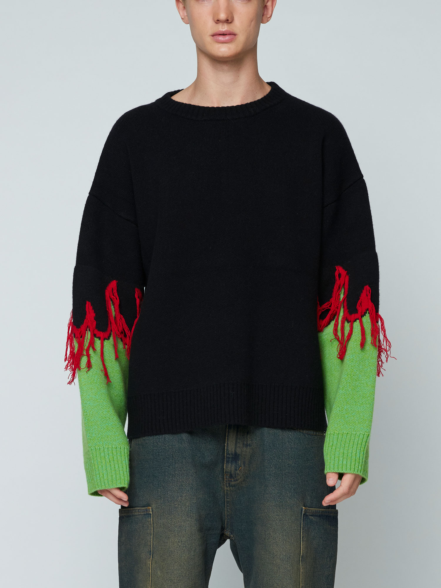 Mens Flame Sweater Green Black