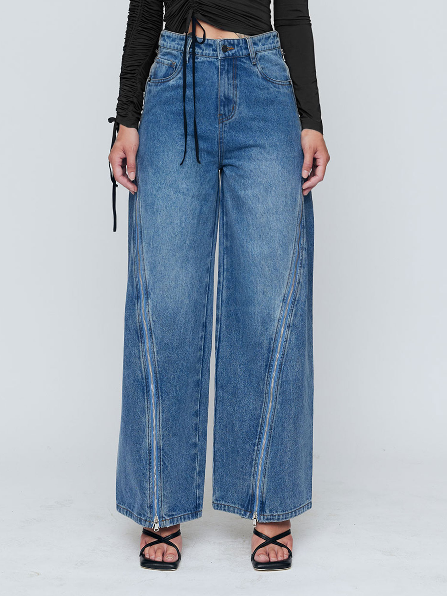 Tavimart Button Zipper Denim Skirt Women Double Stitching Pocket Pleated Skirt Ladies Workwear High Waist Mini Skirts For Woman